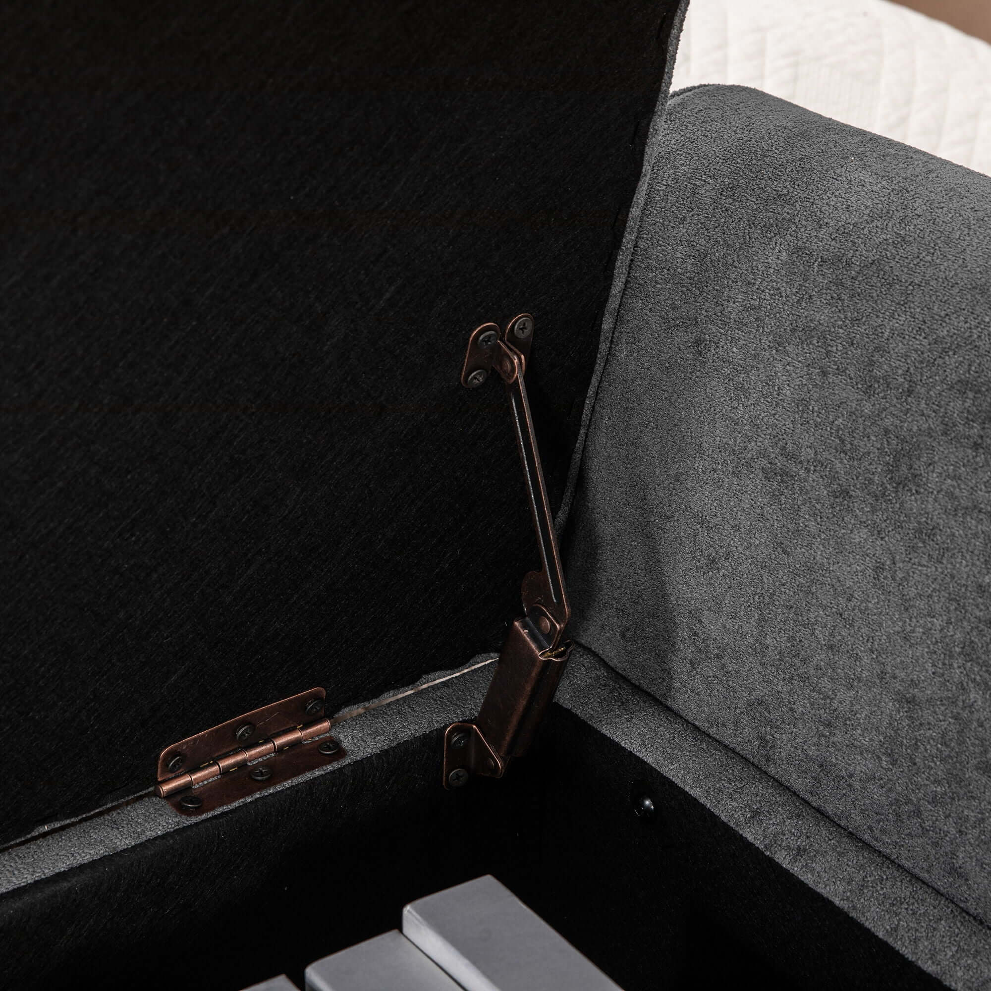 Wide Modern Upholstered Storage Bench With Rolled Armrest