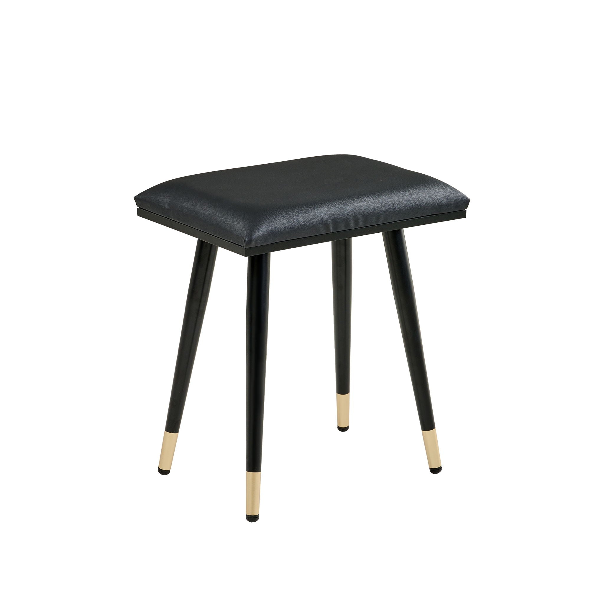 Modern Makeup Vanity Desk With Mirror And Lights Retractable Design Engineered Wood - Black