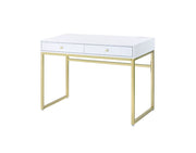 ACME Coleen - Desk - White & Brass Finish | Meri Furniture