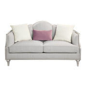 Kasa - Loveseat With 3 Pillows - Beige Linen & Champagne