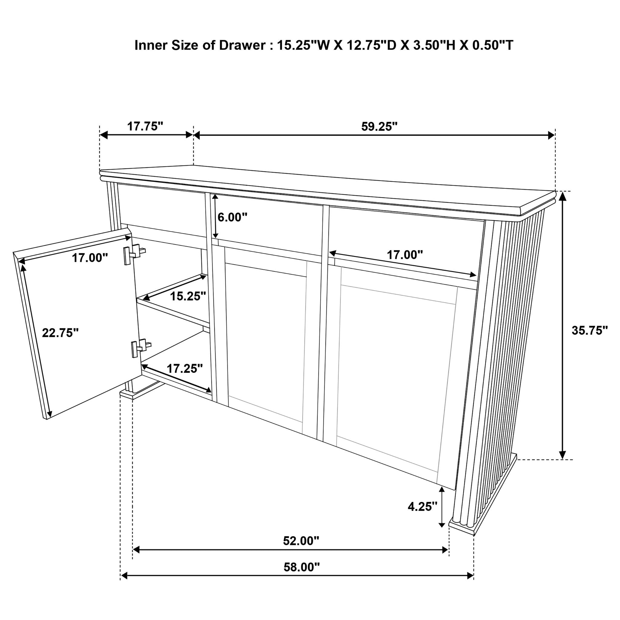 Dreydon - 3 Door Sideboard Server - Light Brown