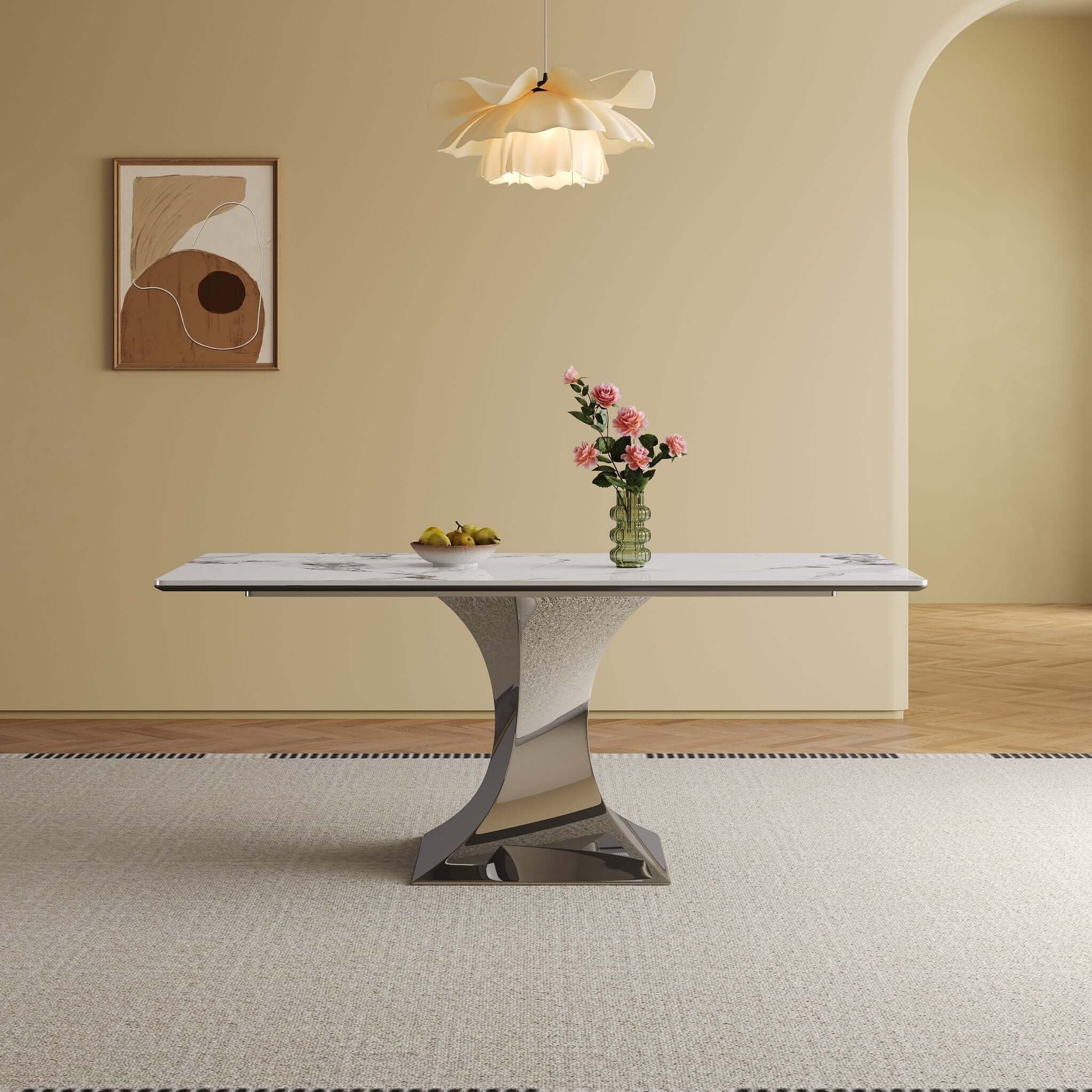 Modern Rectangular Dining Table For 6 With Chairs