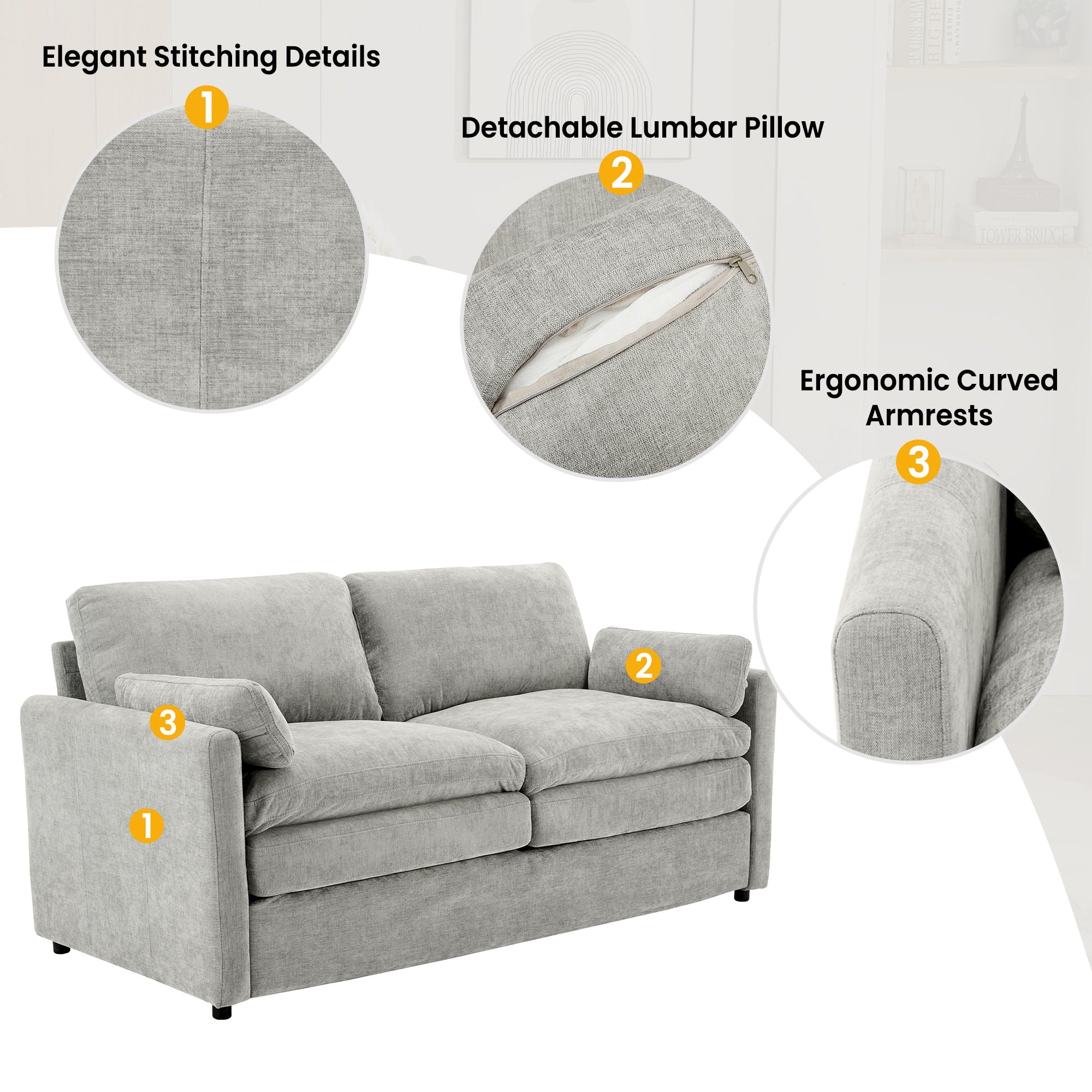 Cozy Upholstered Sofa Set For Living Room