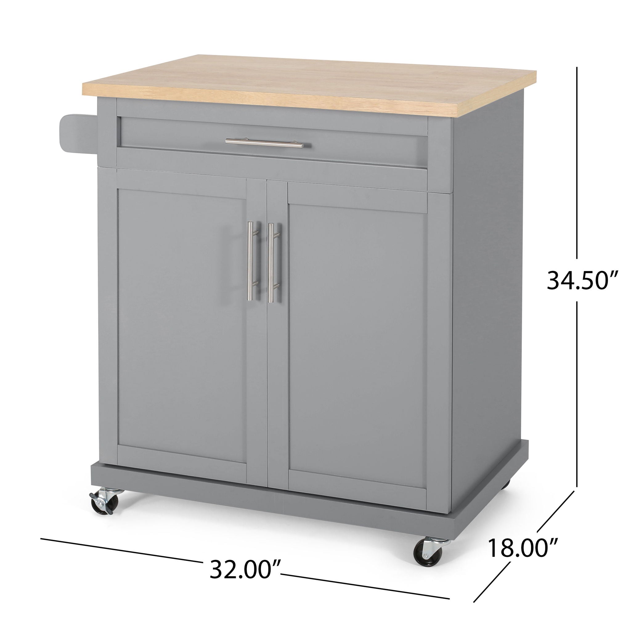 Negley - Contemporary Kitchen Cart With Wheels - Gray