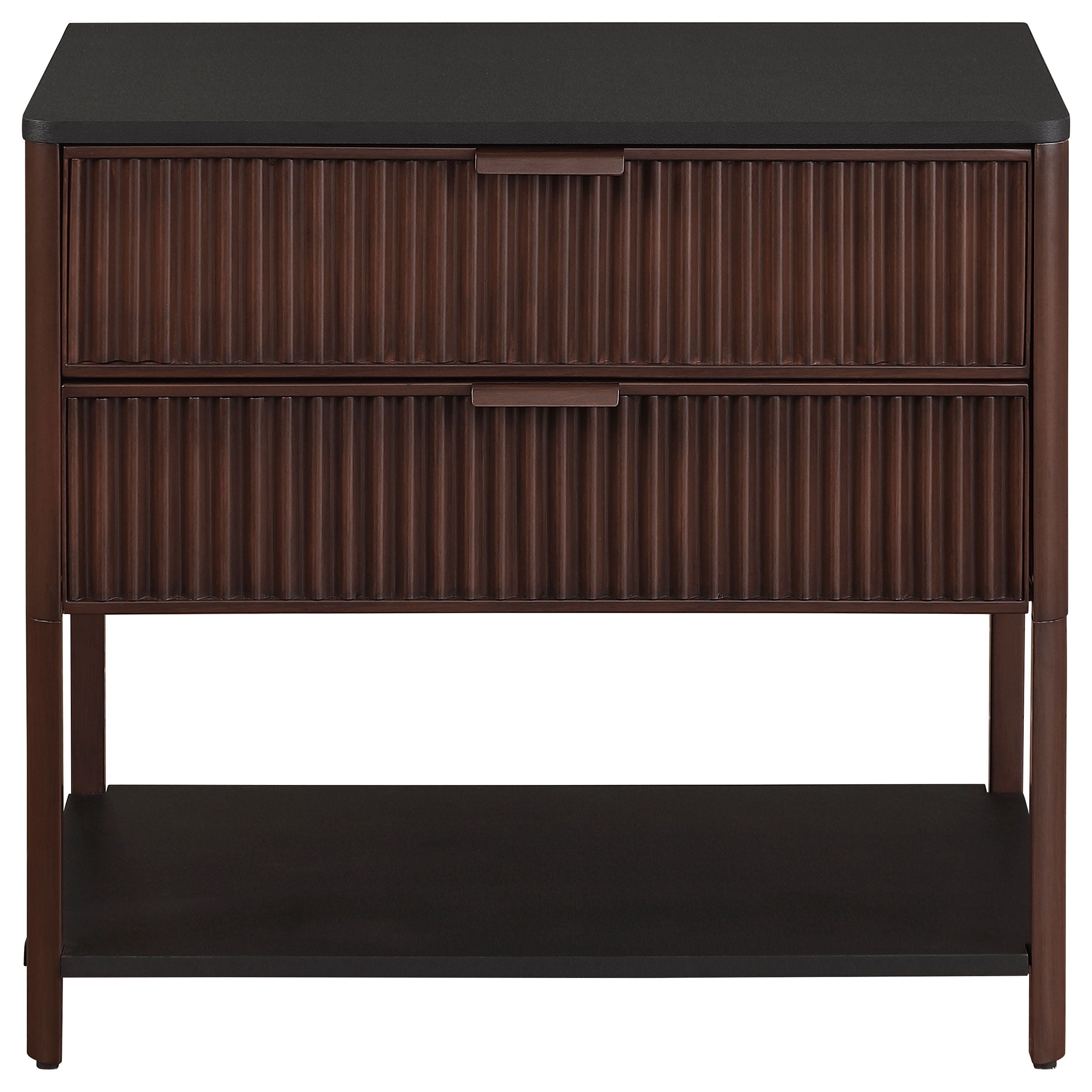 Coaster Fine Furniture Zimmerlee - 2-Drawer Side Table with Shelf - Rust Brown | Meri Furniture