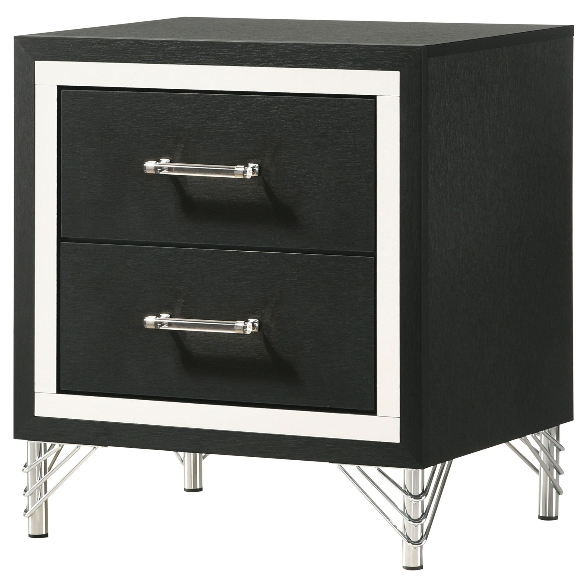 Coaster Fine Furniture Lucia - 2-Drawer Nightstand Bedside Table - Black | Meri Furniture