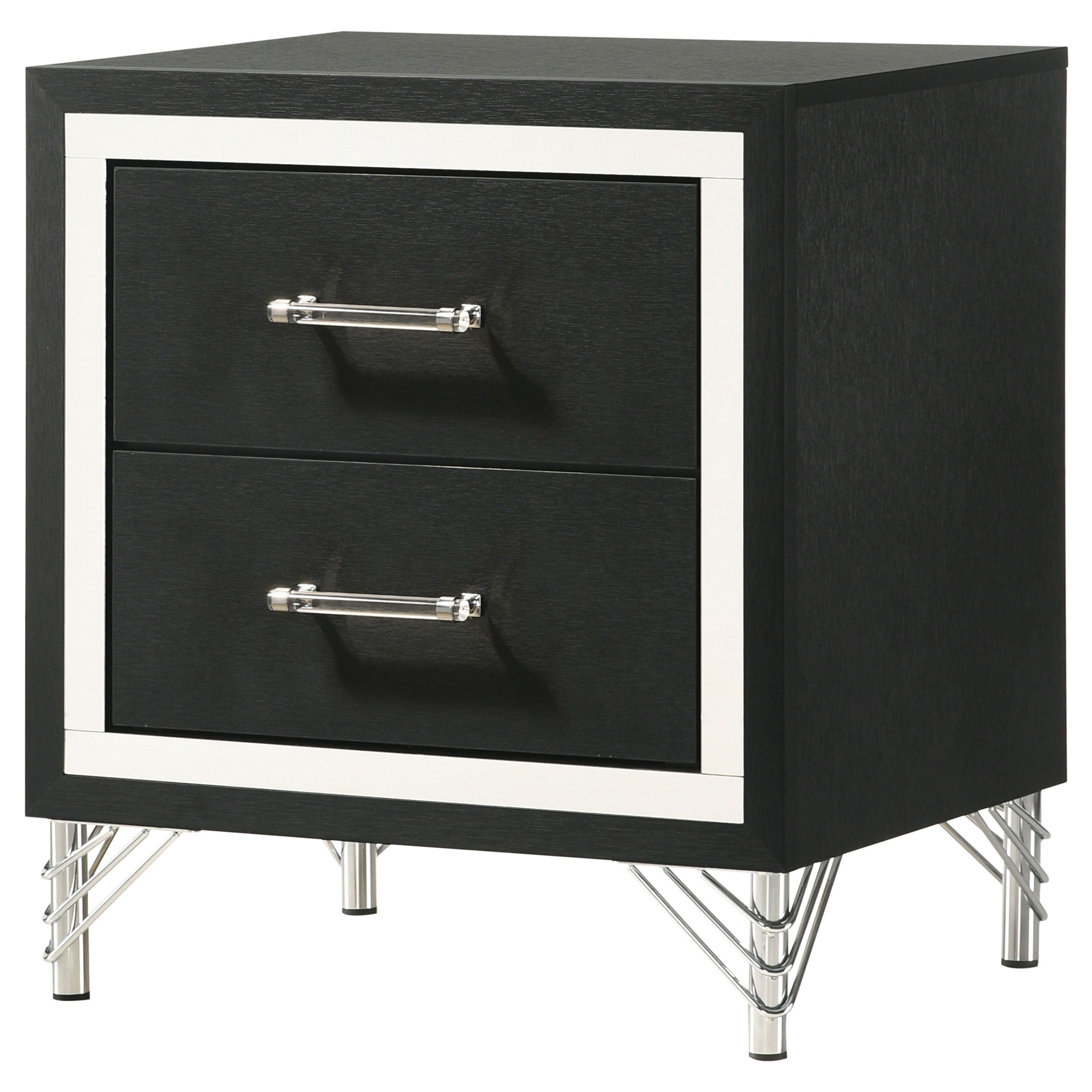 Coaster Fine Furniture Lucia - 2-Drawer Nightstand Bedside Table - Black | Meri Furniture