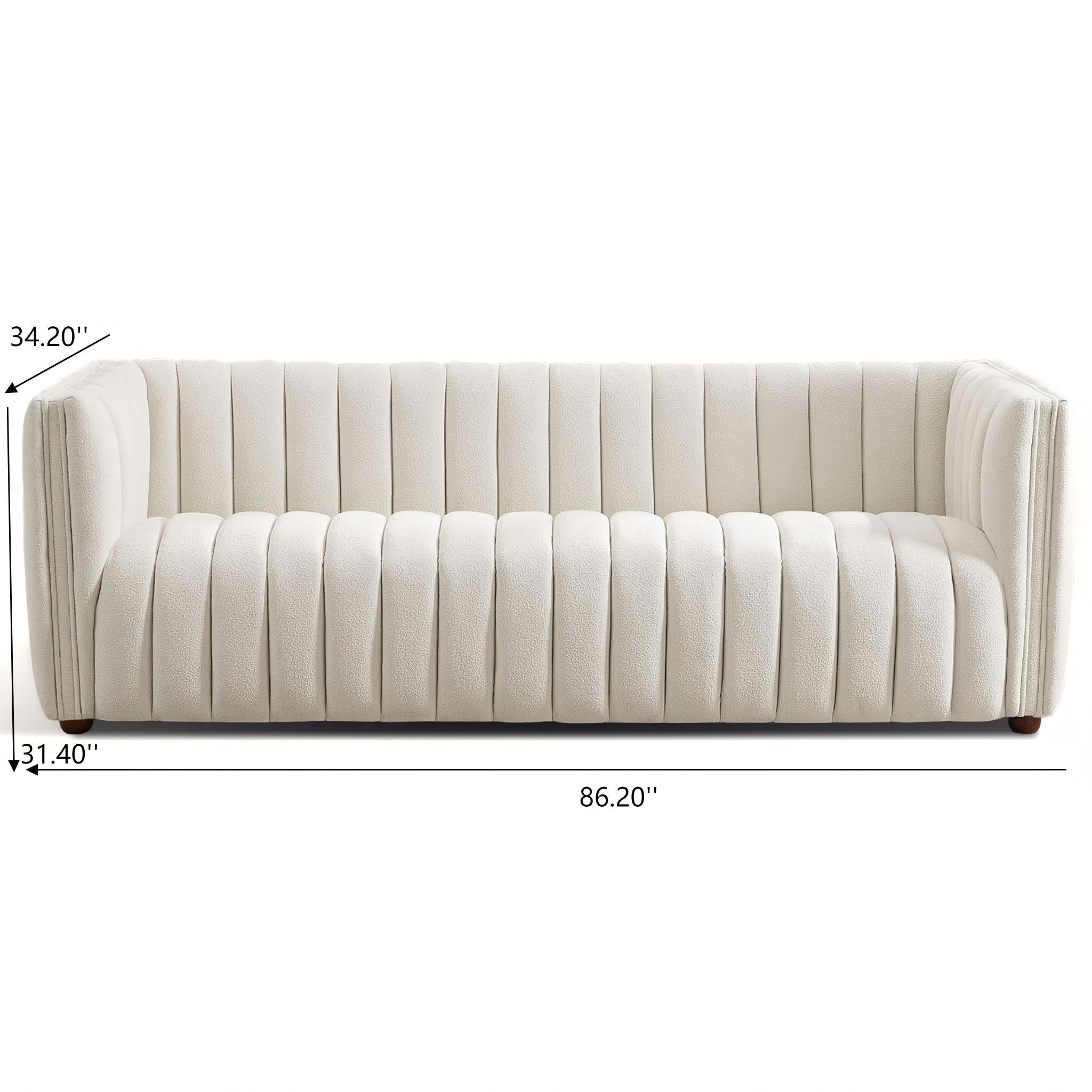 April - Mid-Century Modern Luxury Tight Back Boucle Couch
