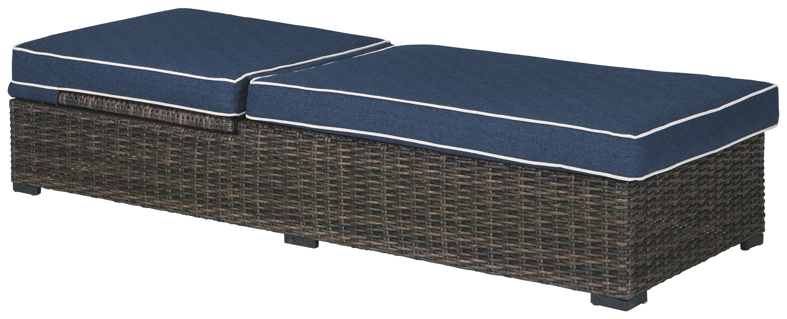 Ashley Furniture Grasson - Brown / Blue - Chaise Lounge With Cushion | Meri Furniture