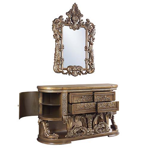 ACME Constantine - Dresser - Brown & Gold Finish | Meri Furniture