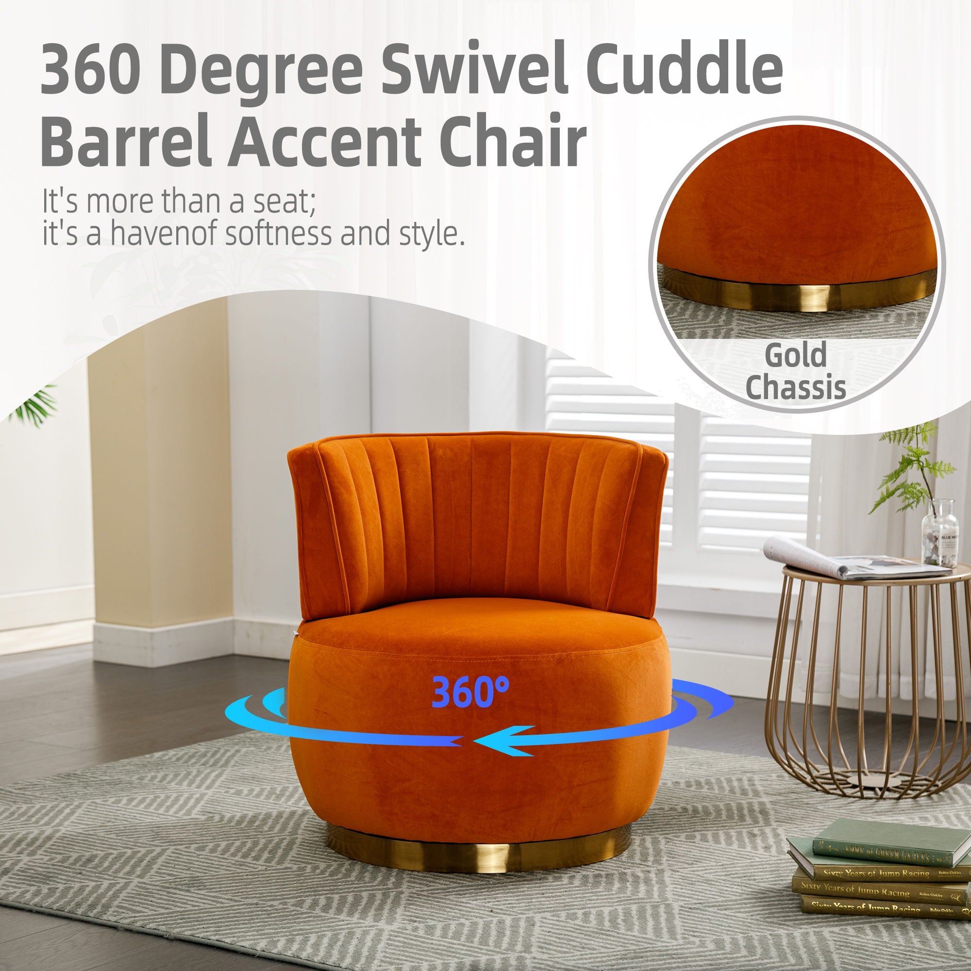 360 Degree Swivel Cuddle Barrel Accent Sofa Chair