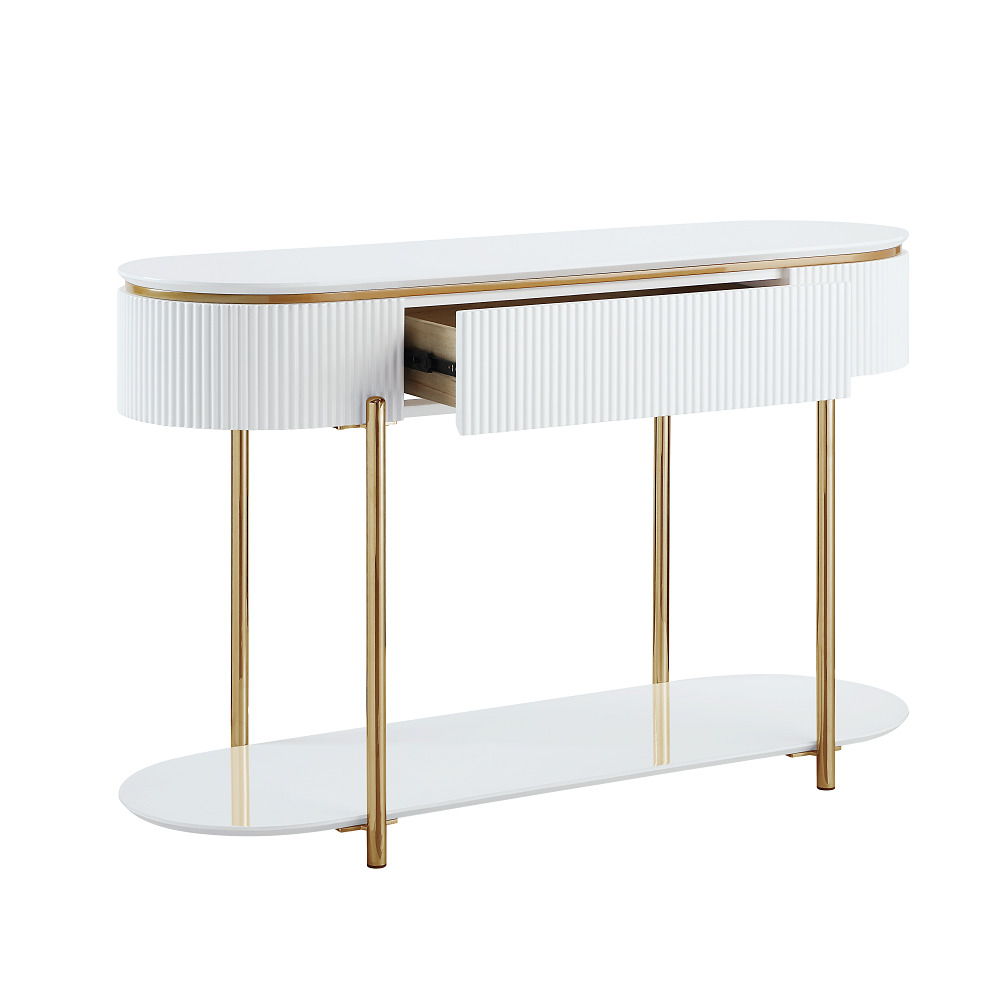 ACME Daveigh - Sofa Table - White High & Gold | Meri Furniture