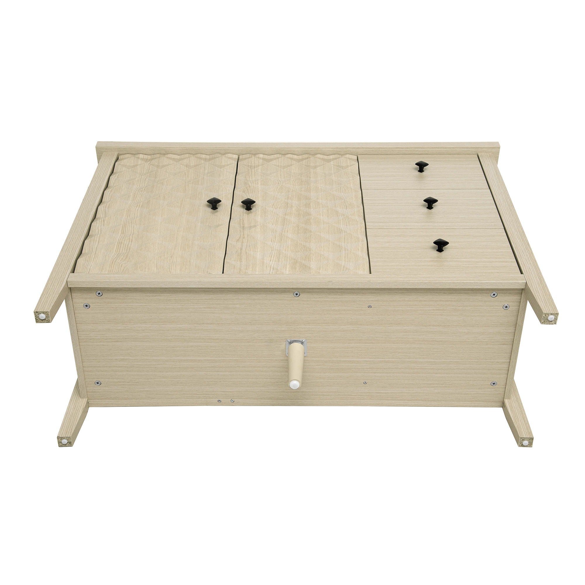 Modern 2 Door 3 Drawer Storage Cabinet, Buffet Cabinet With 2 Embossed Door For Living Room, Kitchen, Entryway - Natural