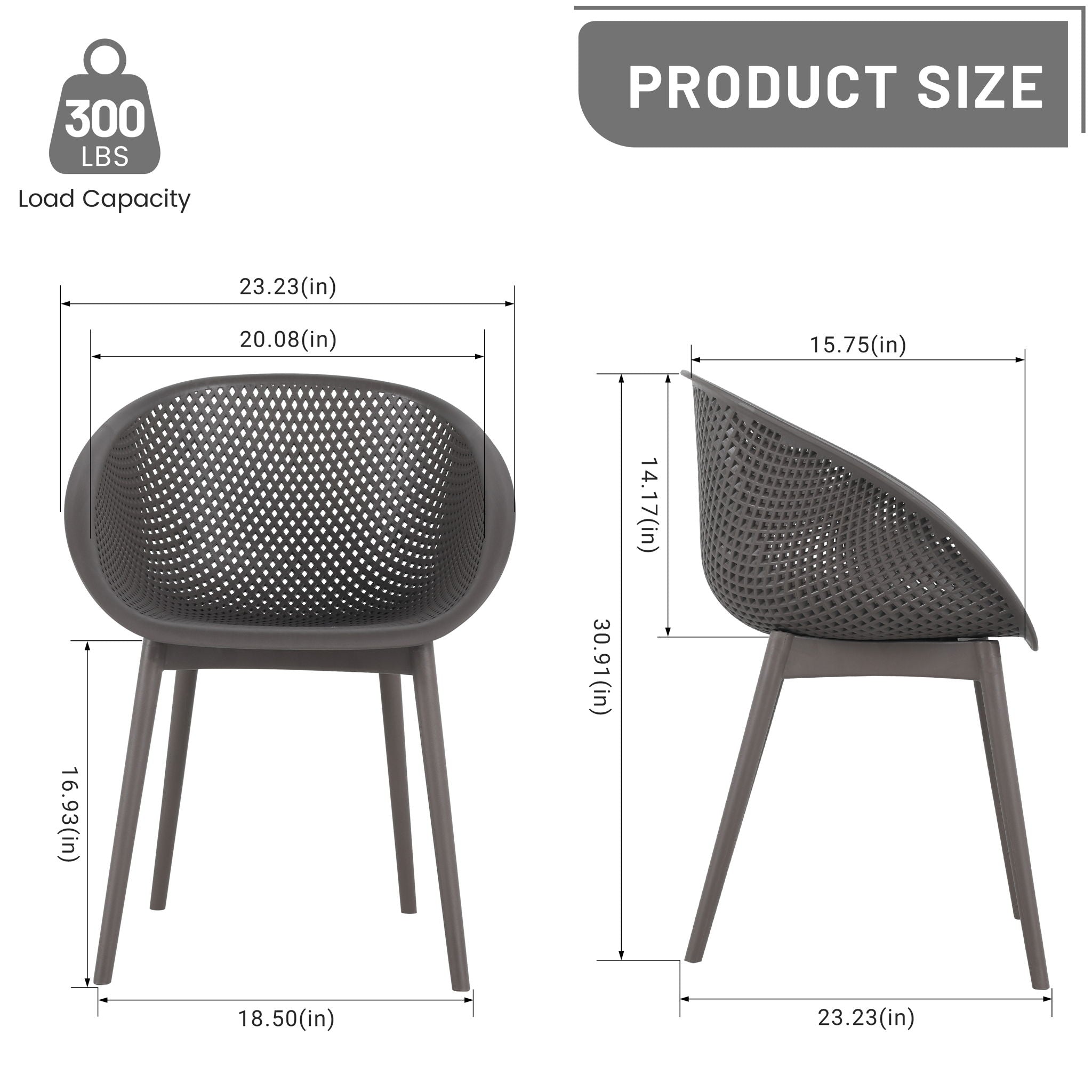 2 Piece Durable Single Chair With Mesh Hollow Out Design