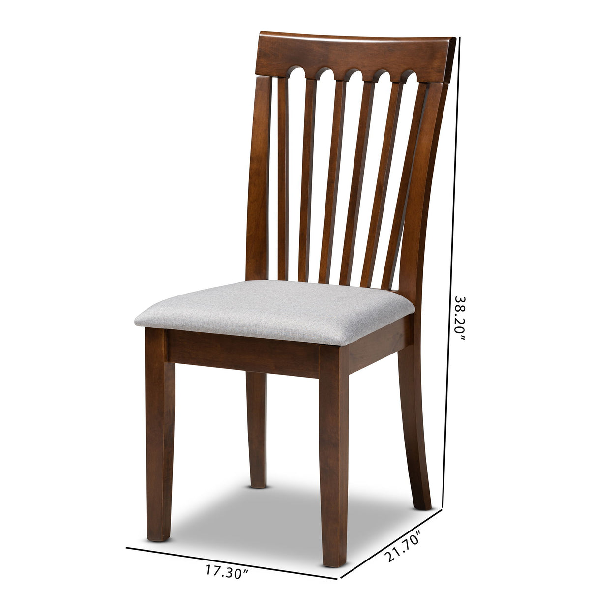 Minette Modern and Contemporary Grey Fabric Upholstered Walnut Brown Finished Wood Dining Chair Set