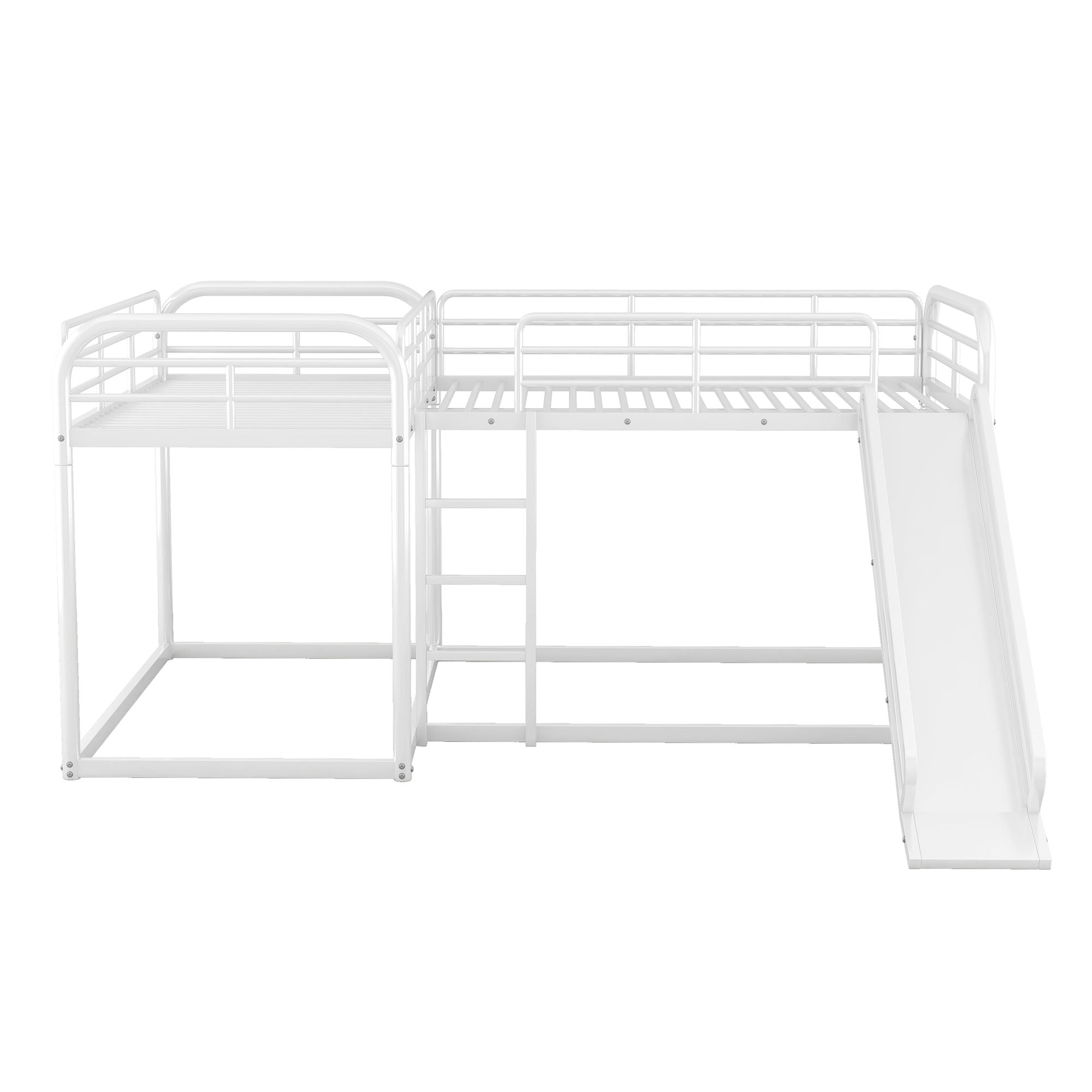L Shaped Bunk Bed With Slide And Short Ladder