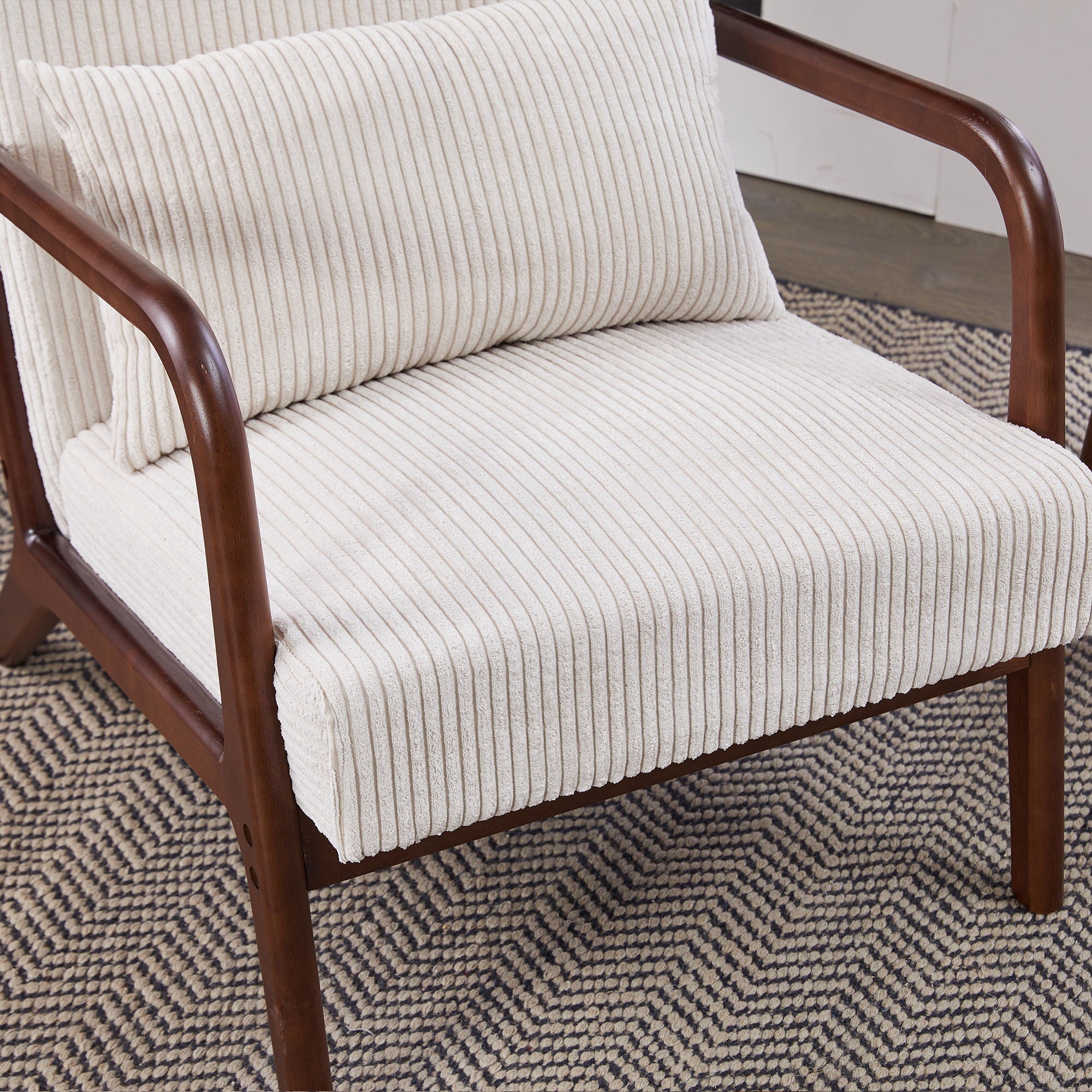 Accent Chair With Pillow And Wood Frame