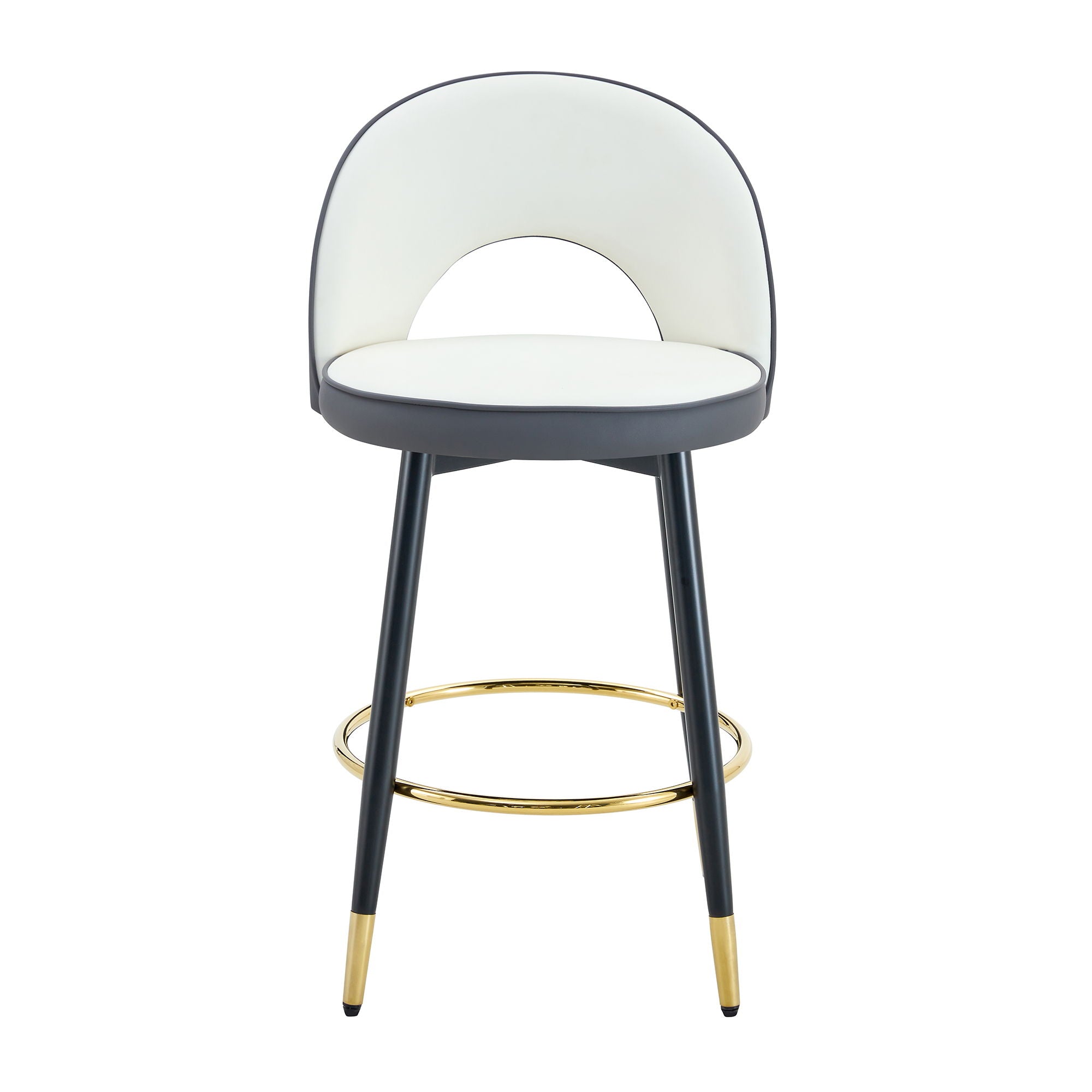 Upholstered Rotatable Bar Chair With Metal Legs For Dining Room