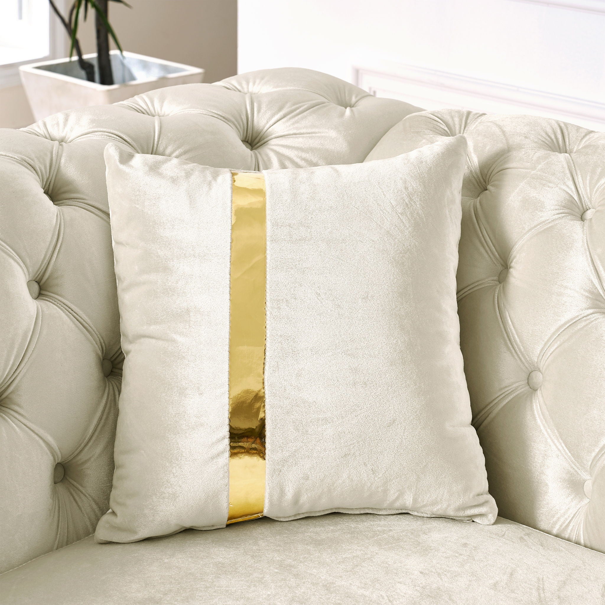 L Shaped Chesterfield Sectional Sofa With Stainless Steel Accents