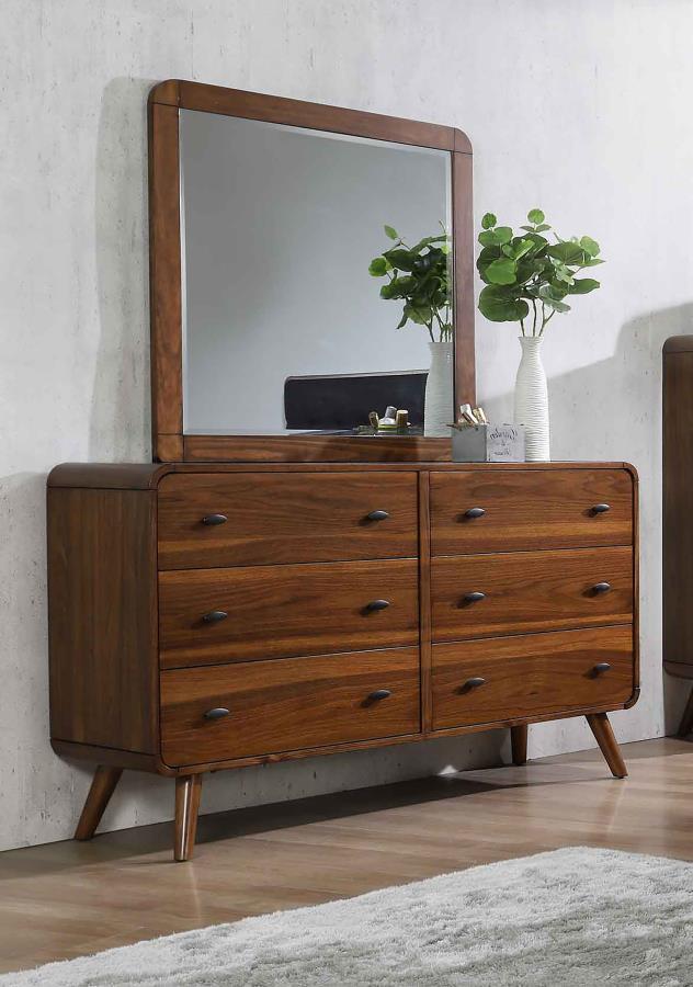 Coaster Fine Furniture Robyn - 6-Drawer Dresser With Mirror - Dark Walnut | Meri Furniture