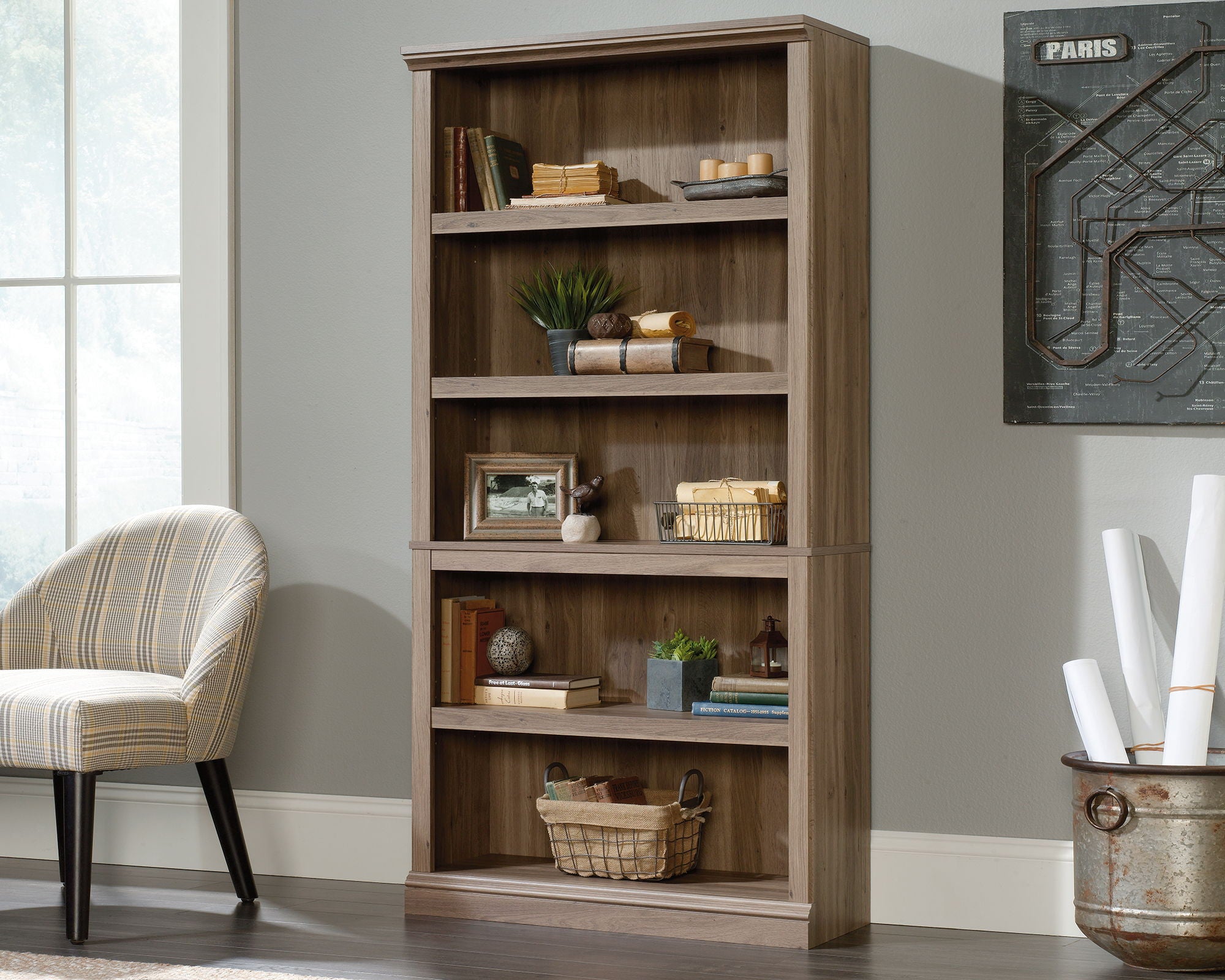 5-Shelf Bookcase Salt Oak