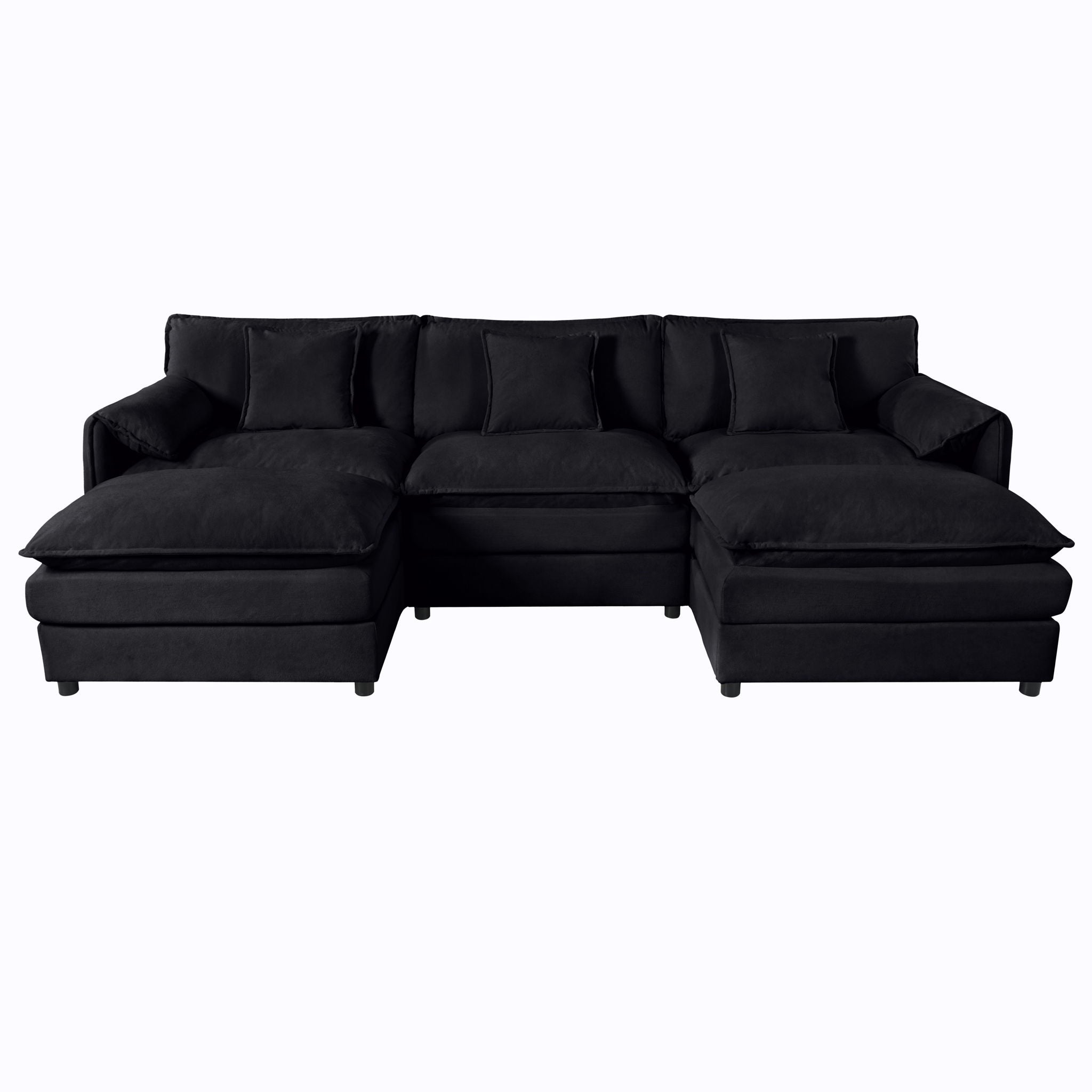 Modern Comfy Deep Seat Modular Sectional Sofa Cloud Couch With Ottoman