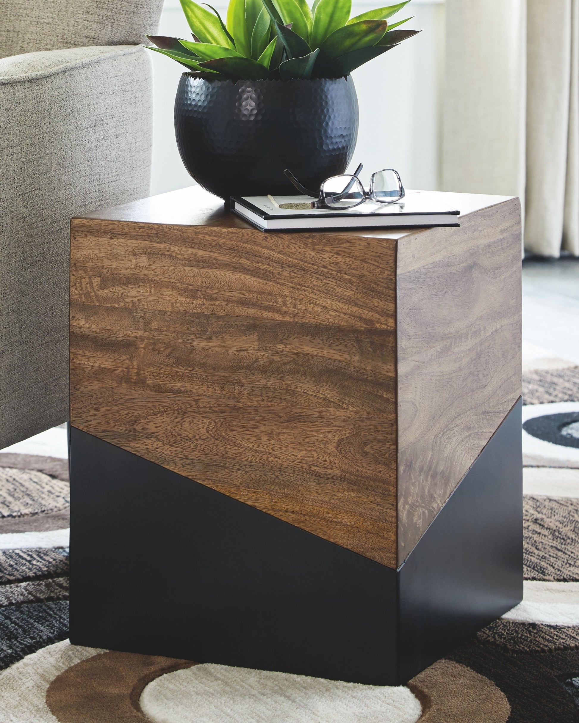 Ashley Furniture Trailbend - Brown / Gunmetal - Accent Table | Meri Furniture