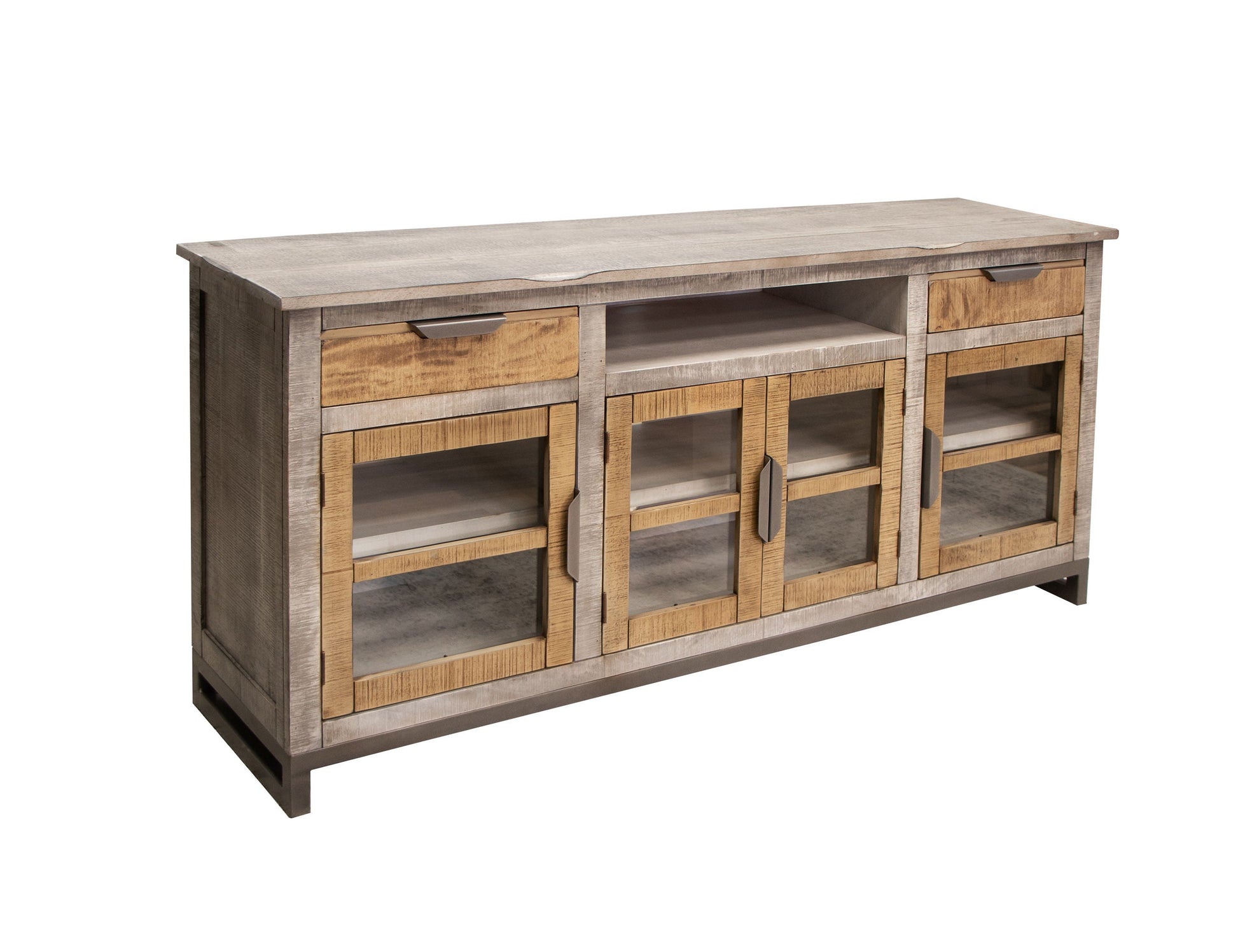 International Furniture Direct Mita - 70" TV Stand - Honey Brown / Light Gray | Meri Furniture