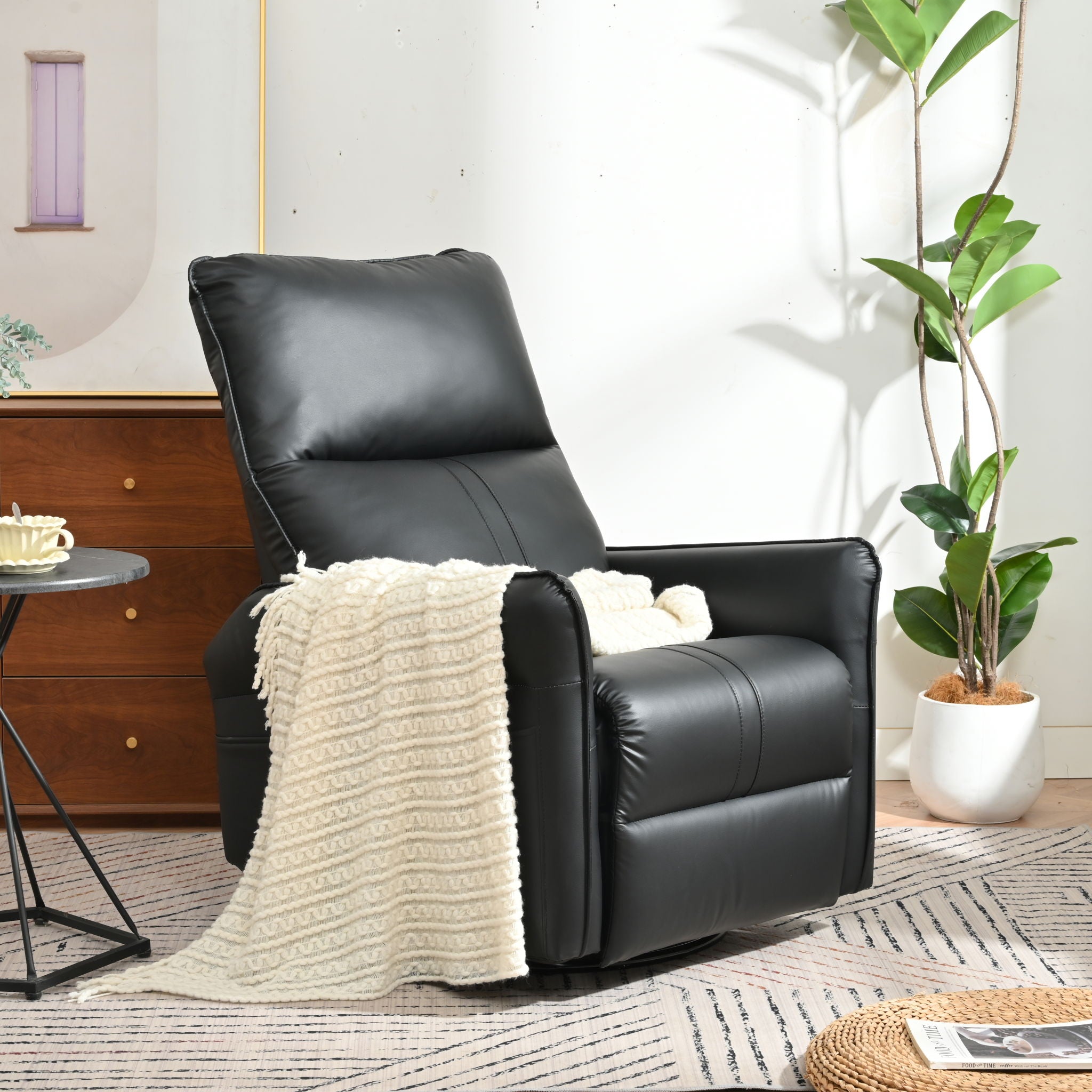 270° Power Swivel Rocker Glider Recliner Chair With USB Ports