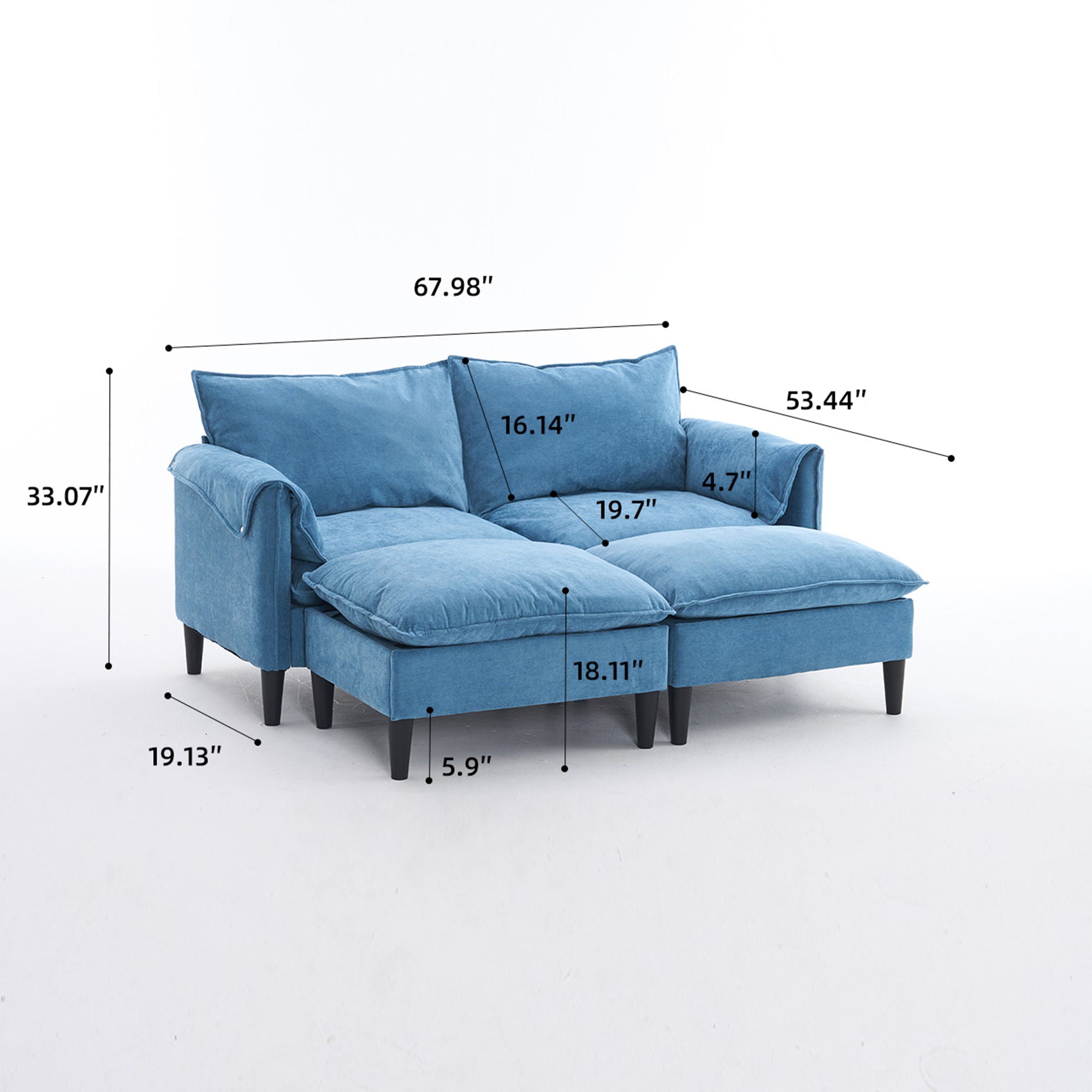 Convertible Combination Sofa With Footstools With Storage