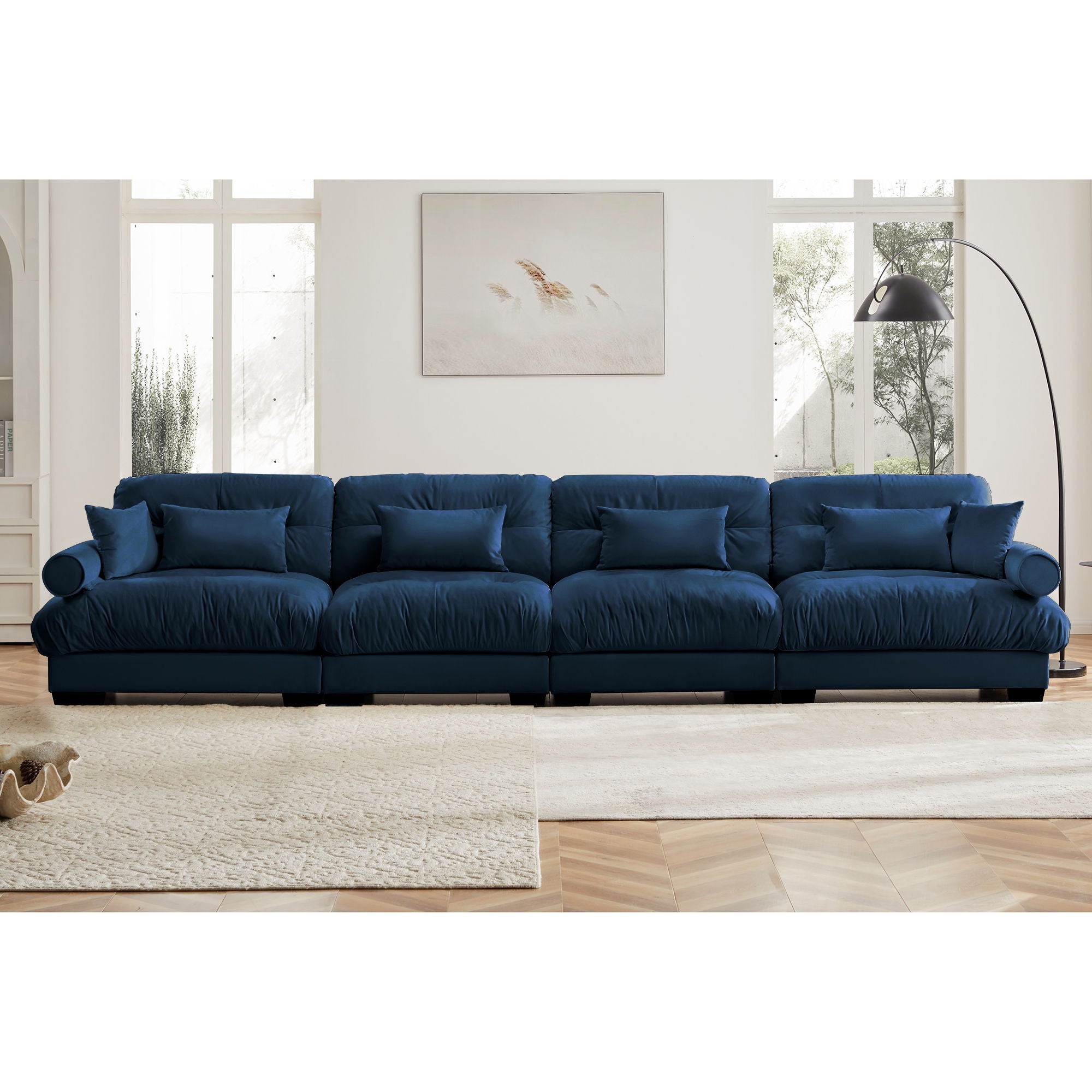 Super Comfort Oversized Modular Velvet Sectional Sofa, Deep Seat Convertible L Shaped Couch