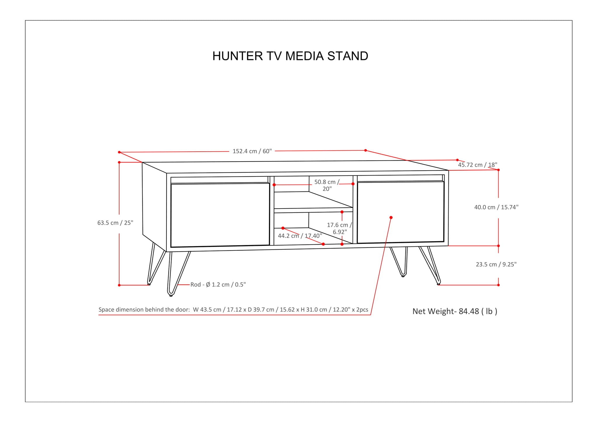 Hunter - TV Media Stand - Umber Brown Stain