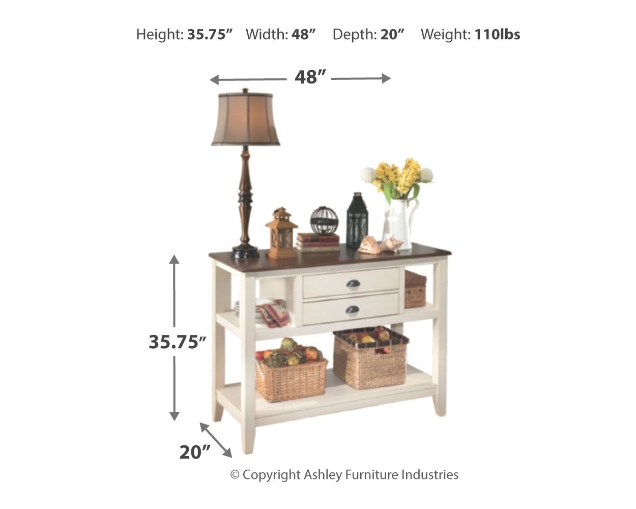 Ashley Furniture Whitesburg - Brown / Cottage White - Dining Room Server | Meri Furniture