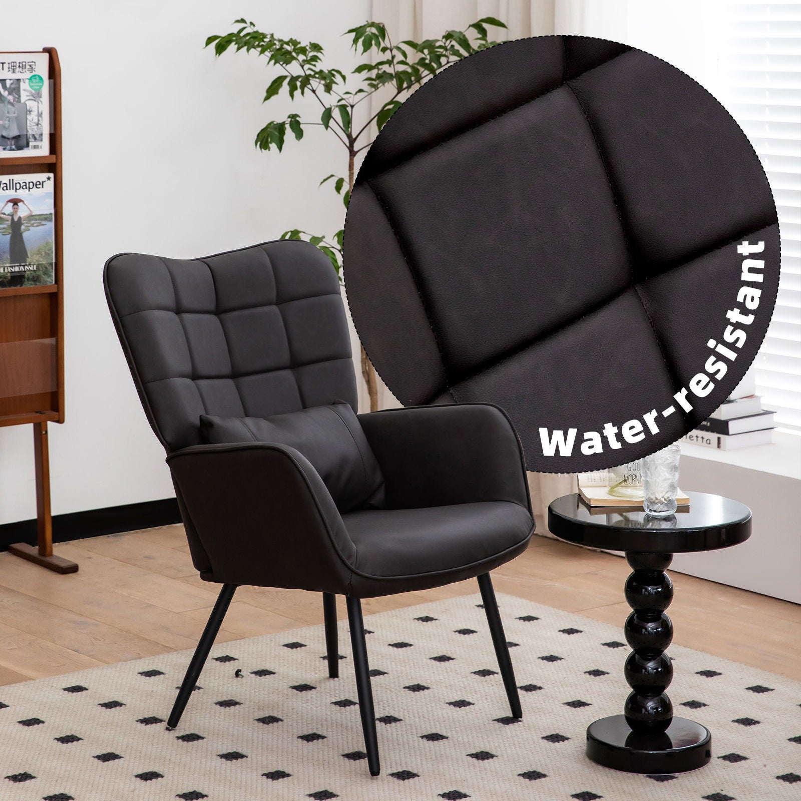 Modern Accent Arm Chair High Back With Metal Legs And Soft Padded