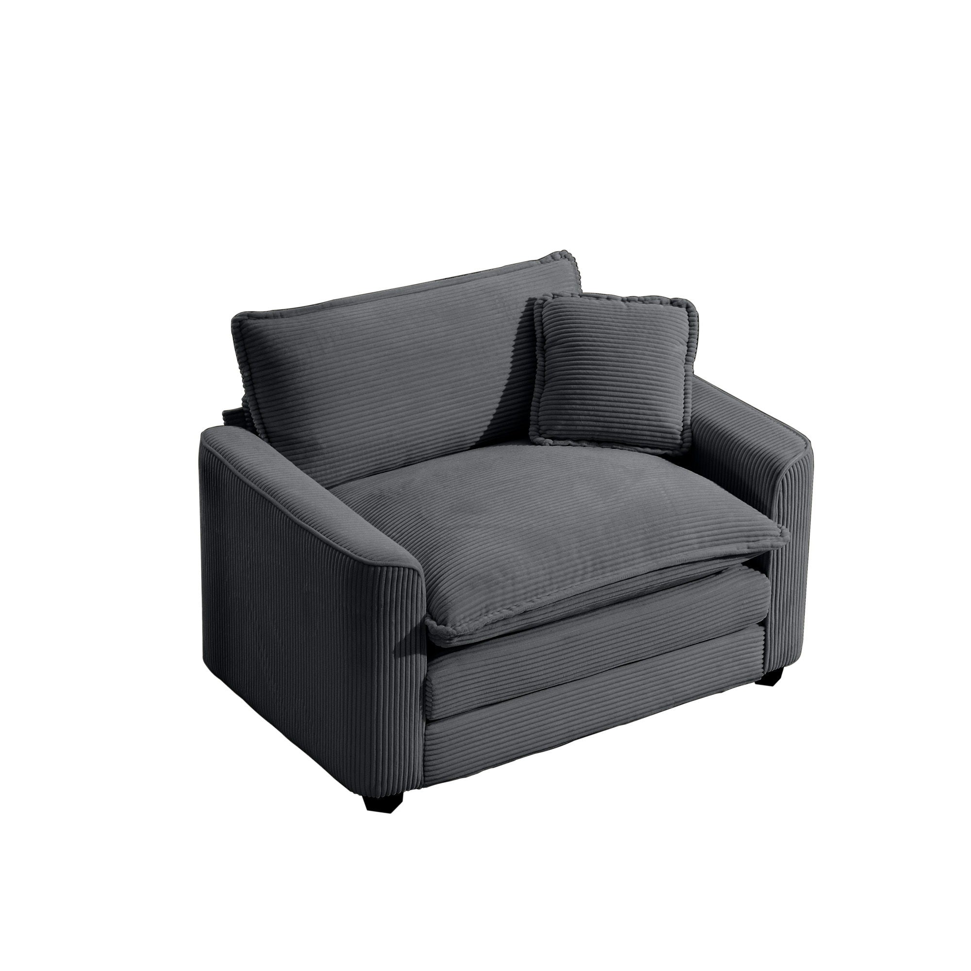 Modern Classic Corduroy Fabric Single Chair Deep Seat Sofa With Pillow