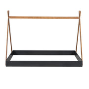 Full Size Tent Floor Bed With Triangle Structure, Low Profile Design - Black / Brown