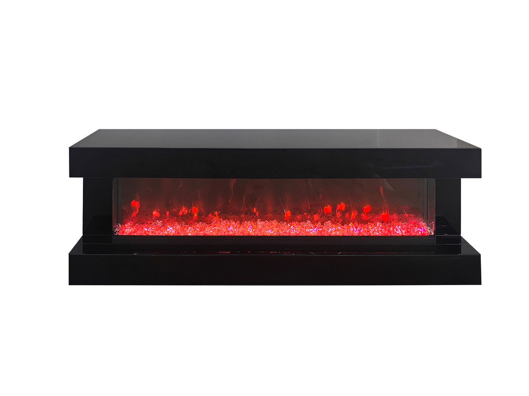 Vistura 71"W Black Finish TV Stand with Fireplace and Bluetooth Speaker