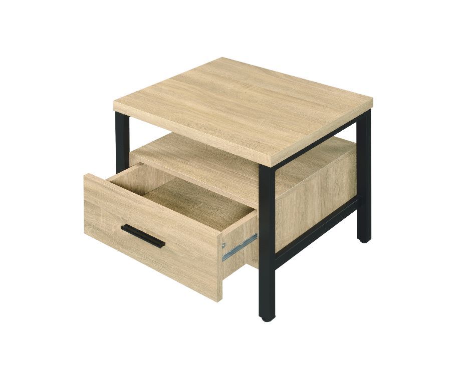 ACME Yawan - Accent Table - Oak & Black Finish | Meri Furniture