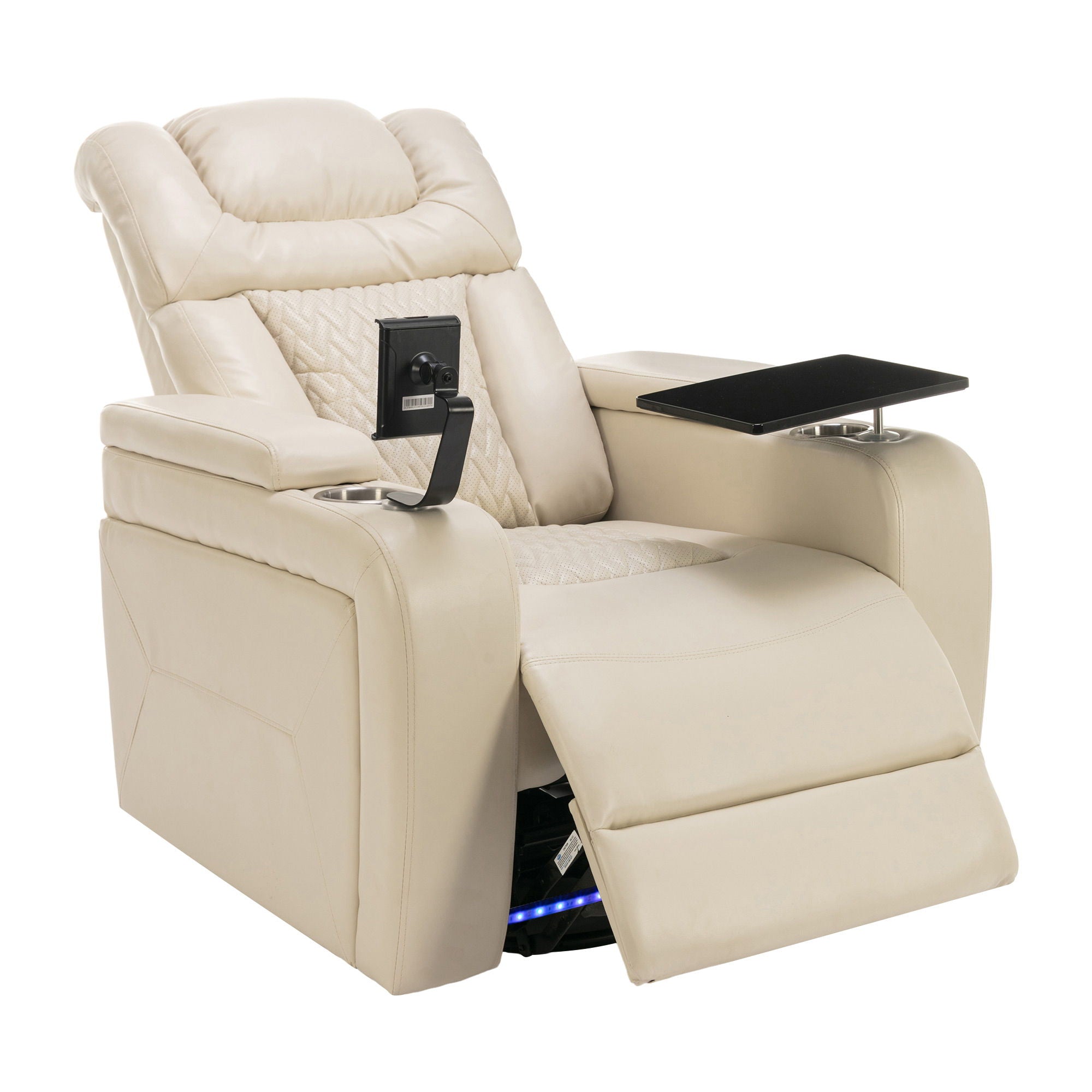 270 Degree Swivel Power Recliner With Tray Table, Phone Holder, Cup Holder, USB Port