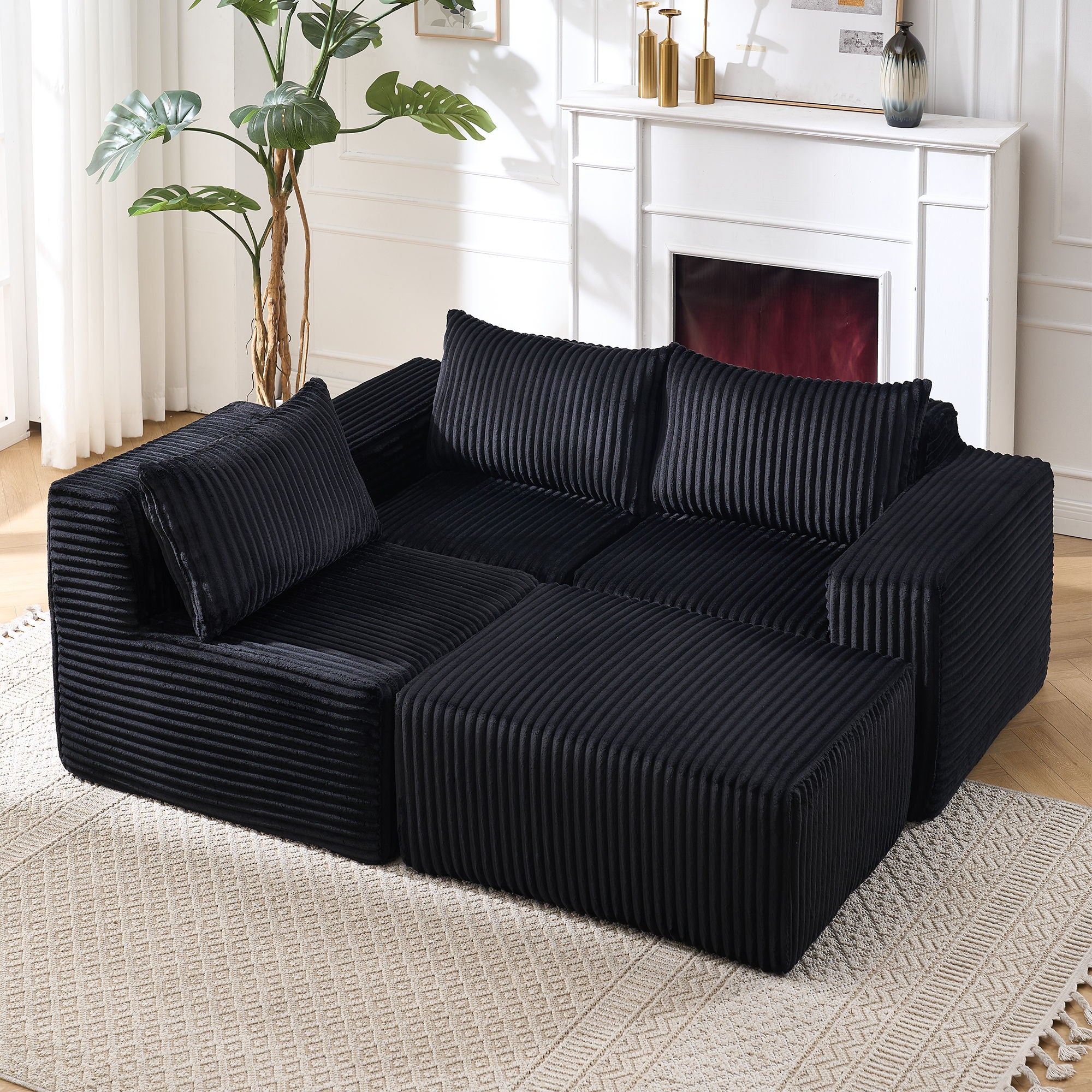L - Shape Modern Minimalist Modular Sectional Sofa, Upholstered Cloud Couch With Deep Seats