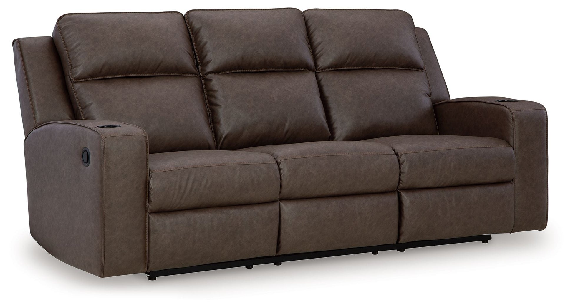 Signature Design by Ashley® Lavenhorne - Granite - Rec Sofa W/Drop Down Table | Meri Furniture