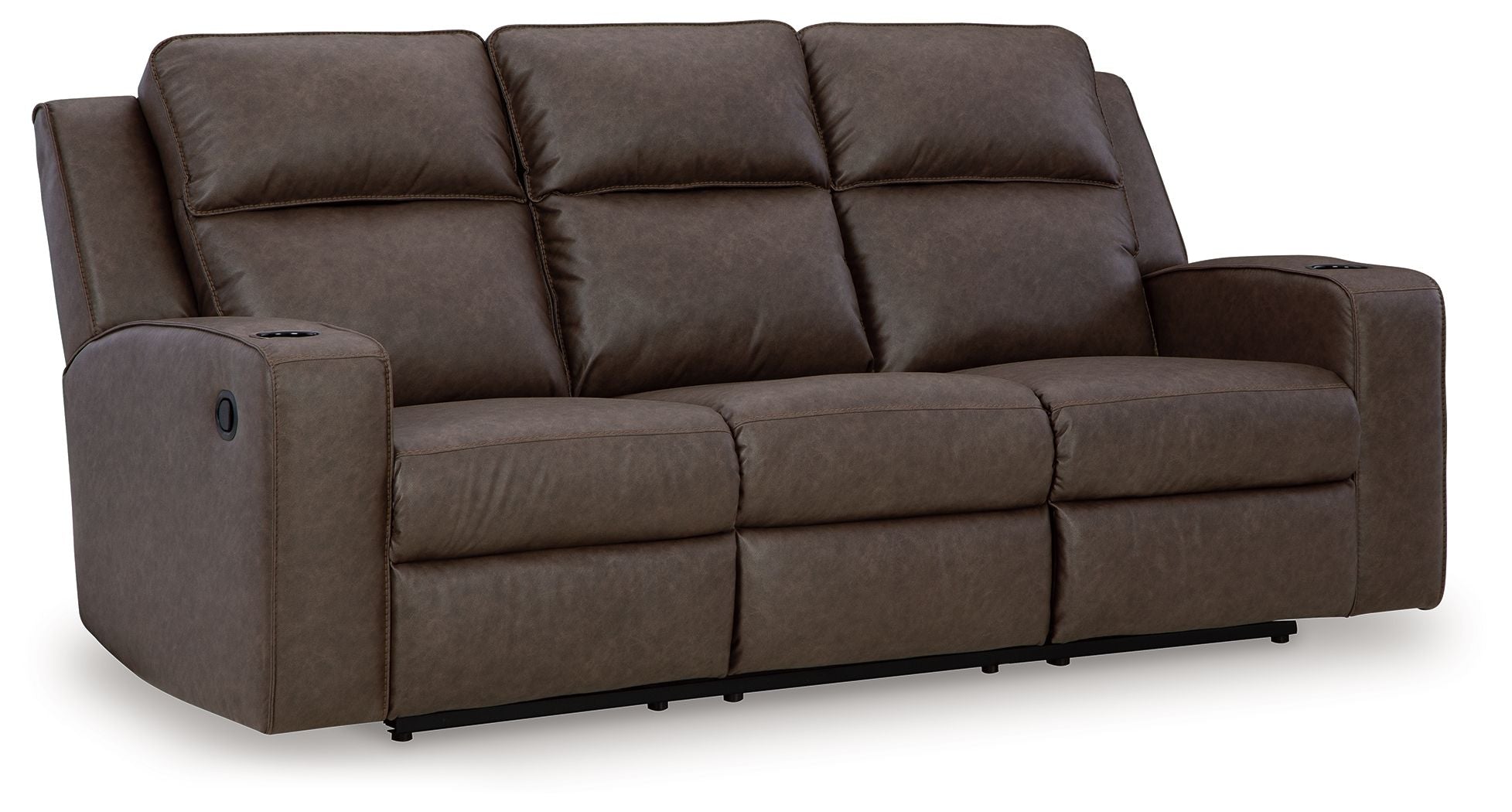 Signature Design by Ashley® Lavenhorne - Granite - Rec Sofa W/Drop Down Table | Meri Furniture