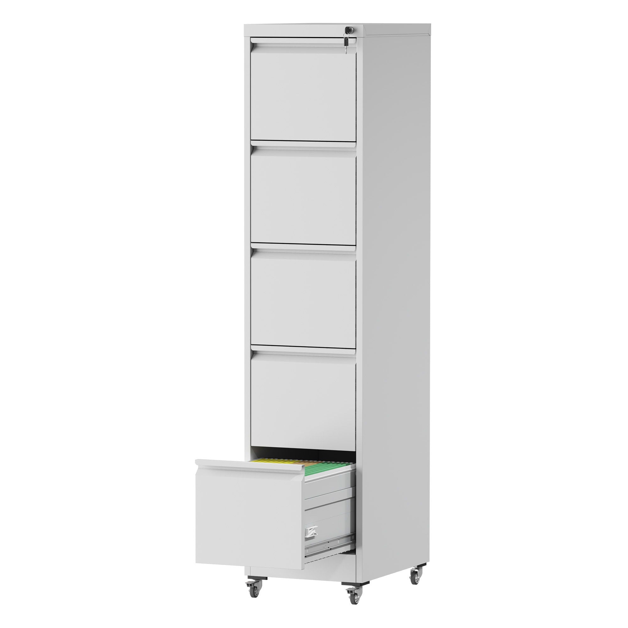 Drawer Metal Locking Vertical File Cabinet With Wheels Heavy Duty Lockable Storage