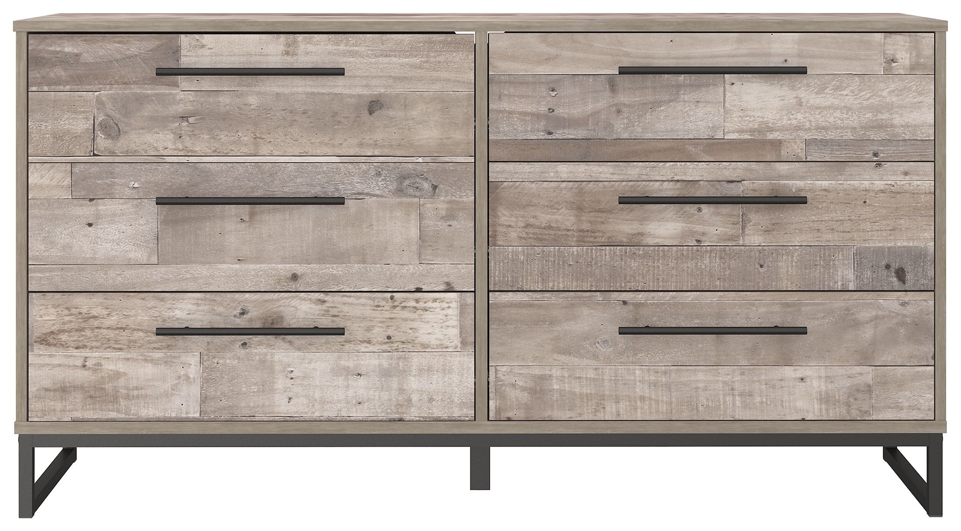 Signature Design by Ashley® Neilsville - Whitewash - Six Drawer Dresser - Vinyl-Wrapped | Meri Furniture