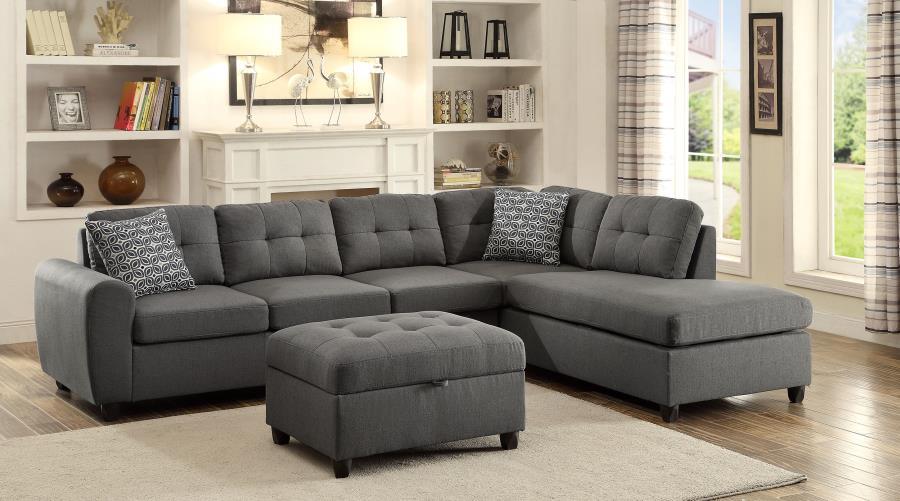 Coaster Fine Furniture Stonenesse - Sectional Sofa With Storage Ottoman Set - Gray | Meri Furniture