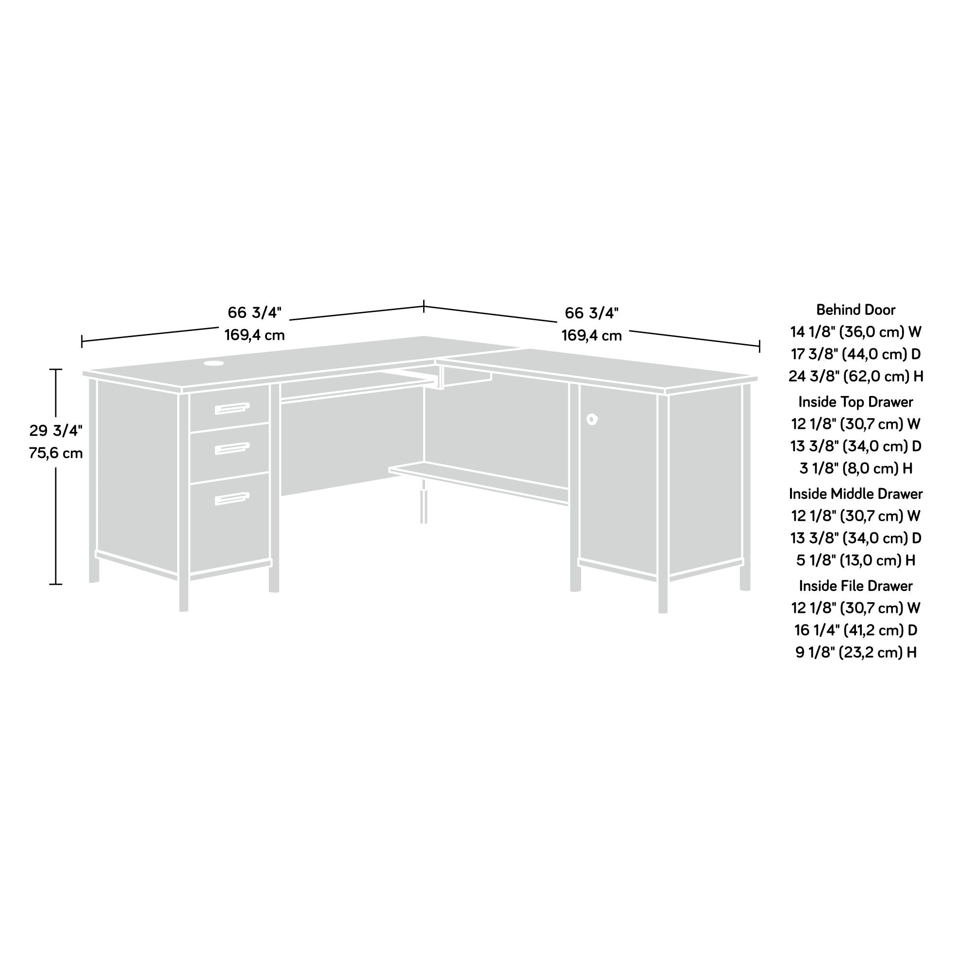 L-Shaped Home Office Desk in Natural Maple