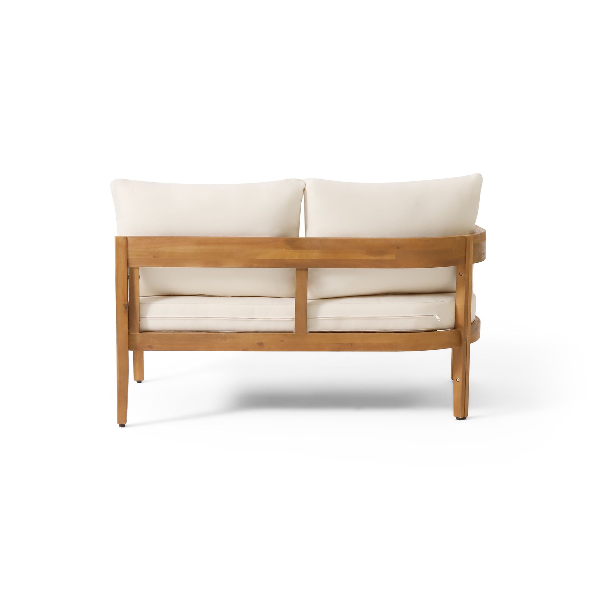 Brooklyn - Sofa Set Rounded Tuxedo Design - Teak / Beige