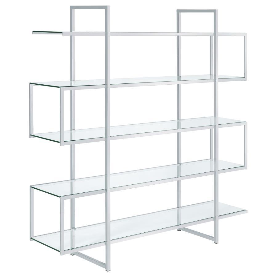 Coaster Fine Furniture Elmer - 5-Shelf Bookshelf - Clear And Chrome | Meri Furniture