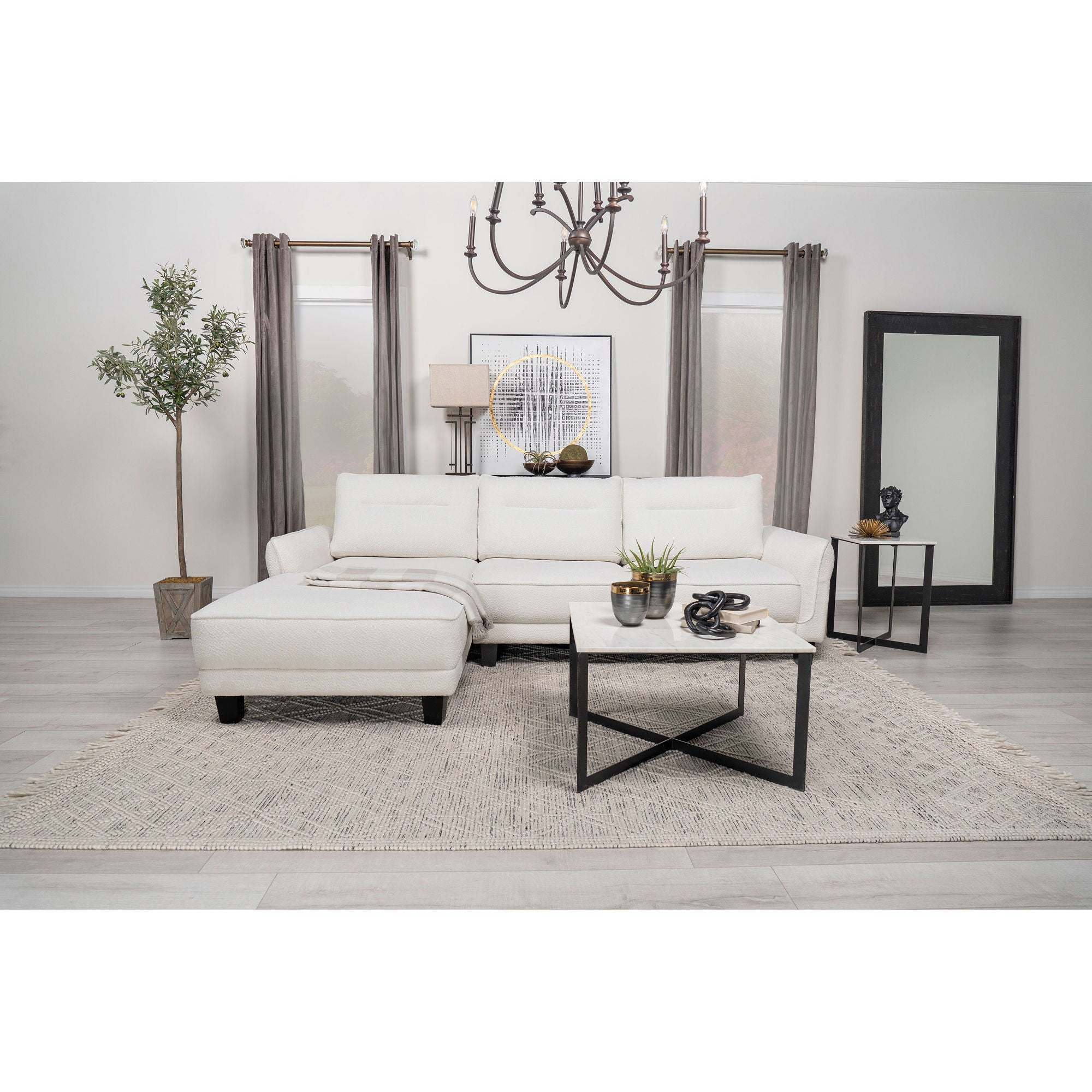Granholm - Upholstered Curved Arm Sectional Sofa - White
