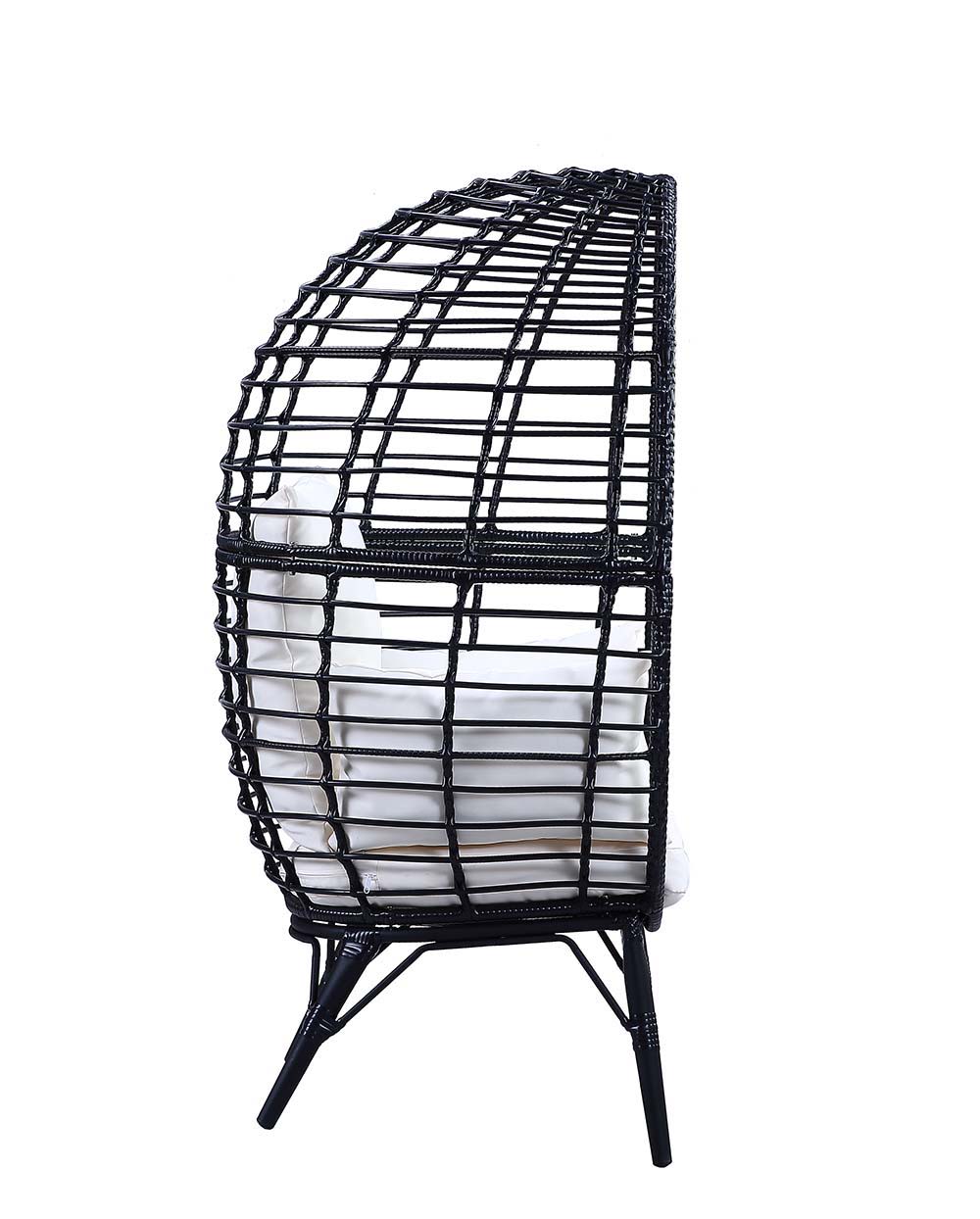 ACME Penelope - Patio Lounge Chair - Light Gray Fabric & Black Finish | Meri Furniture